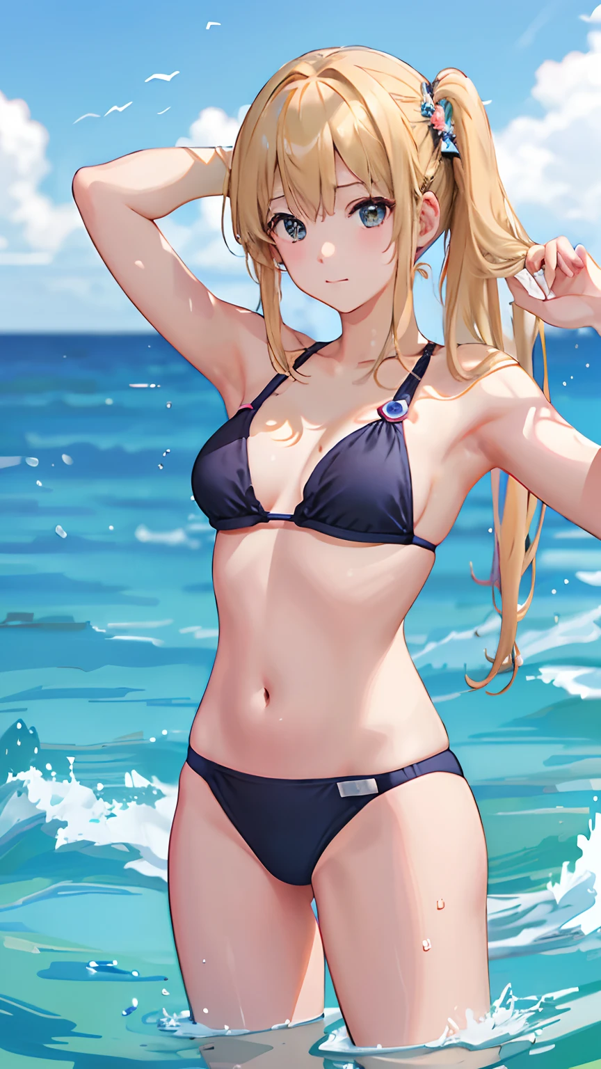 swim wears、hposing Gravure Idol、blonde hair、(masterpiece、realisitic、超A high resolution、hightquality:1.2)、
1人, (年轻),(without makeup), A dark-haired,
((akinanakamori))