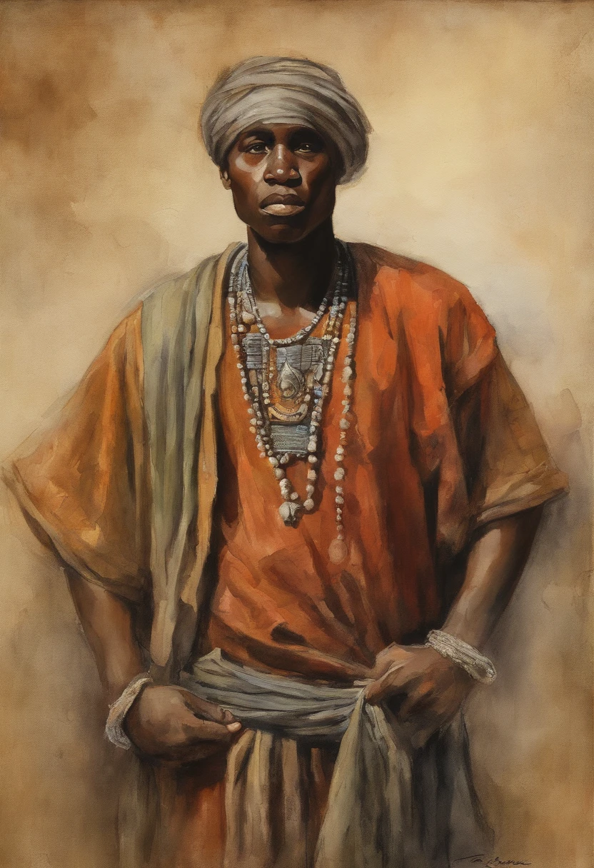 Leonardo da Vinci style paint, a Africa people sign, {Drc place}, {A boy Furious}, {Bad habit's}, black hair, sign by Arsène Under Dress