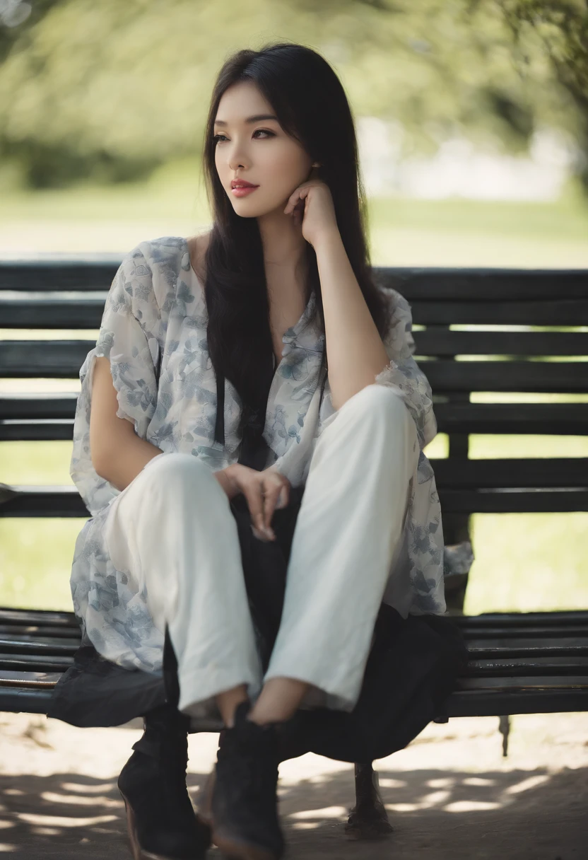 araffe girl with blue eyes and a black scarf sitting on a bench, ulzzang, white hime cut hairstyle, black hime cut hair, anime girl in real life, anime girl cosplay, beautiful anime style, Middle metaverse, 8k)), beautiful anime girl, kanliu666, sakimichan, pretty anime girl