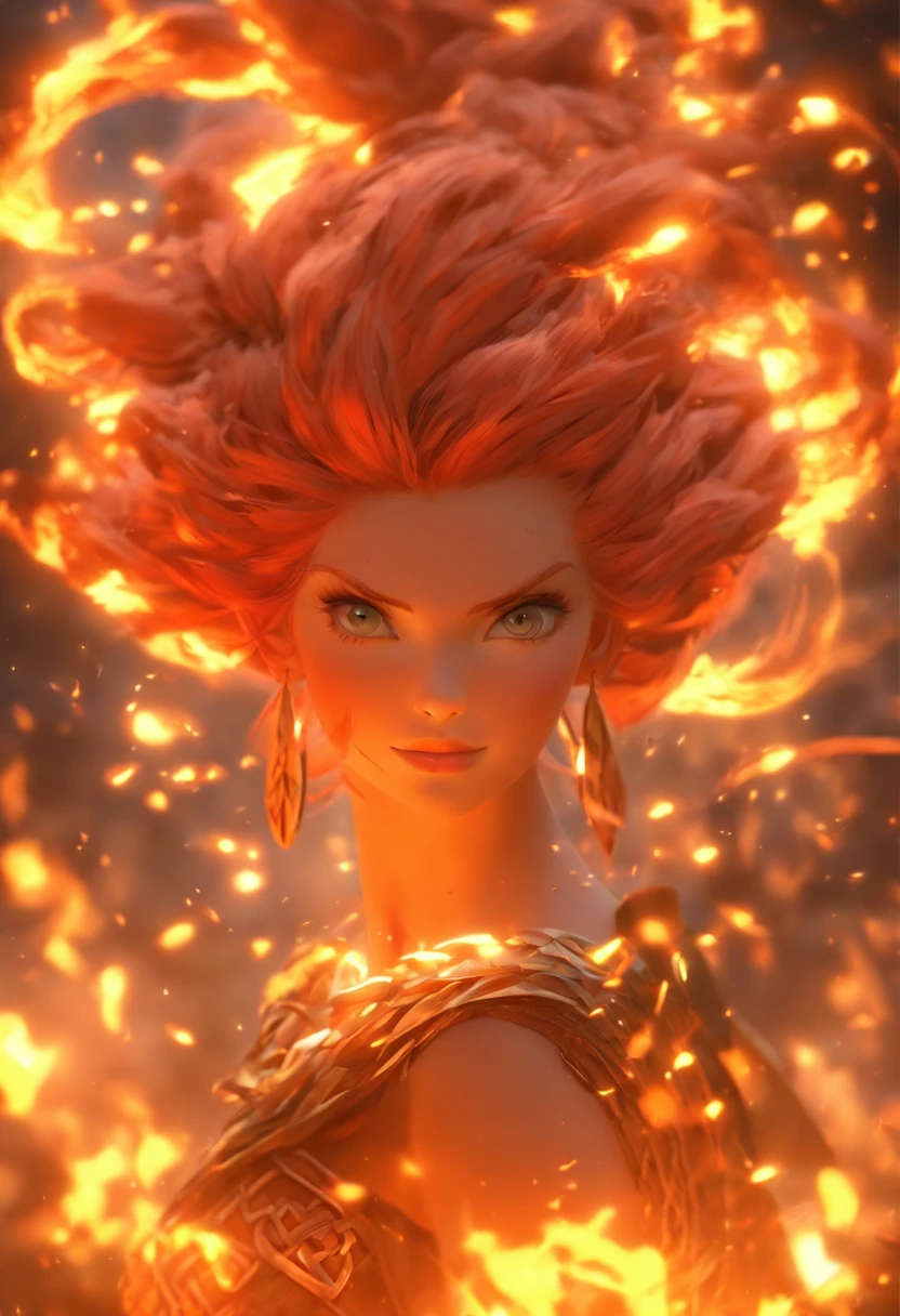 (((Brigit))) best quality, ultra-high resolution, 4K detailed CG, master piece,Celtic goddess,Redhead,Celtic clothing,Celtic mythology, ((Fire Goddess)) , Celtic image, aesthetic, screen-centered