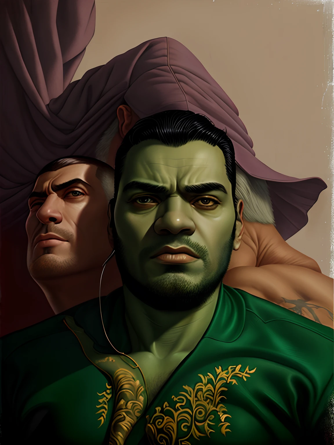 um close up de um homem com uma jaqueta e uma camisa verde, Darius Zawadzki e Tom Bagshaw, retrato de alta qualidade, Martin Ansin, Retrato da obra, Aykut Aydogdu, Retrato NFT, Tran Ross!!!, retrato colorido, Tartakovsky, imagem do avatar, Raphael Personnaz, john romita senior, Justino Sol, retrato da arte do personagem