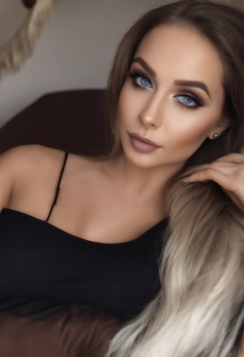 Arafed Mujer totalmente , Chica sexy con ojos azules, ultra realista, meticulosamente detallado, Retrato Sophie Mudd, cabello rubio y ojos grandes, selfie de una mujer joven, Ojos del dormitorio, Violeta Myers, sin maquillaje, Maquillaje natural, staring directly into camera, cara con artgram, maquillaje sutil,  En el dormitorio, Medium to large size bust
