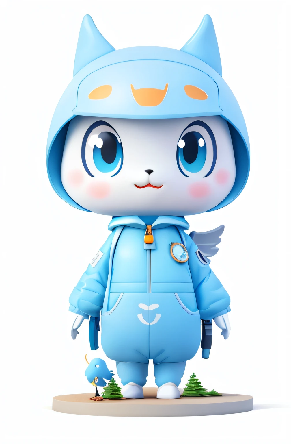 （Cute cartoon egret：1.6），blue colored eyes，Lovely and fluffy，Cartoony，（in flight suit：1.6），movie light effect，big breasts enchanting，3D矢量艺术，adolable，Fantasy art，Background bokeh，digitial painting，gentlesoftlighting，Isometric style，4K 分辨率，photoreal render，Highly detailed and clean，Vector image，Photorealistic masterpiece，professional photoshooting，simple space background，forest backgrou，isometry，vibrant vector