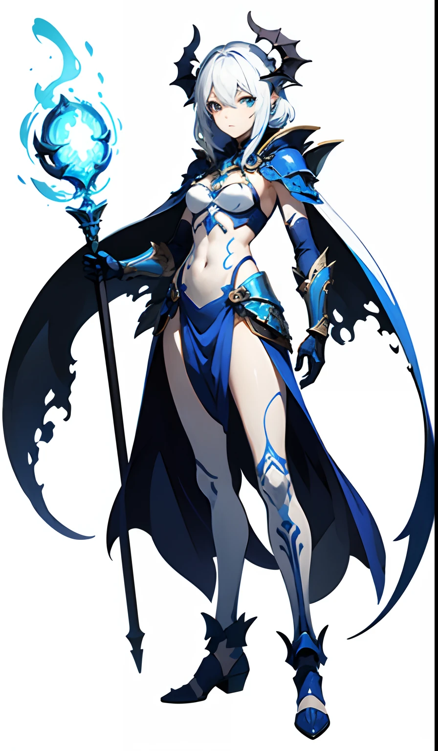 Solo, White background, Simple background, Blue skin, Full body, myth, The dragon, RPG,