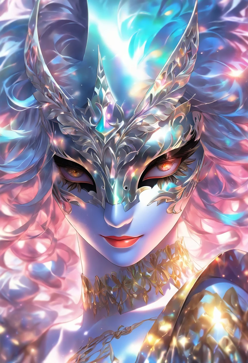A close up of a woman with a mask and a dress - SeaArt AI