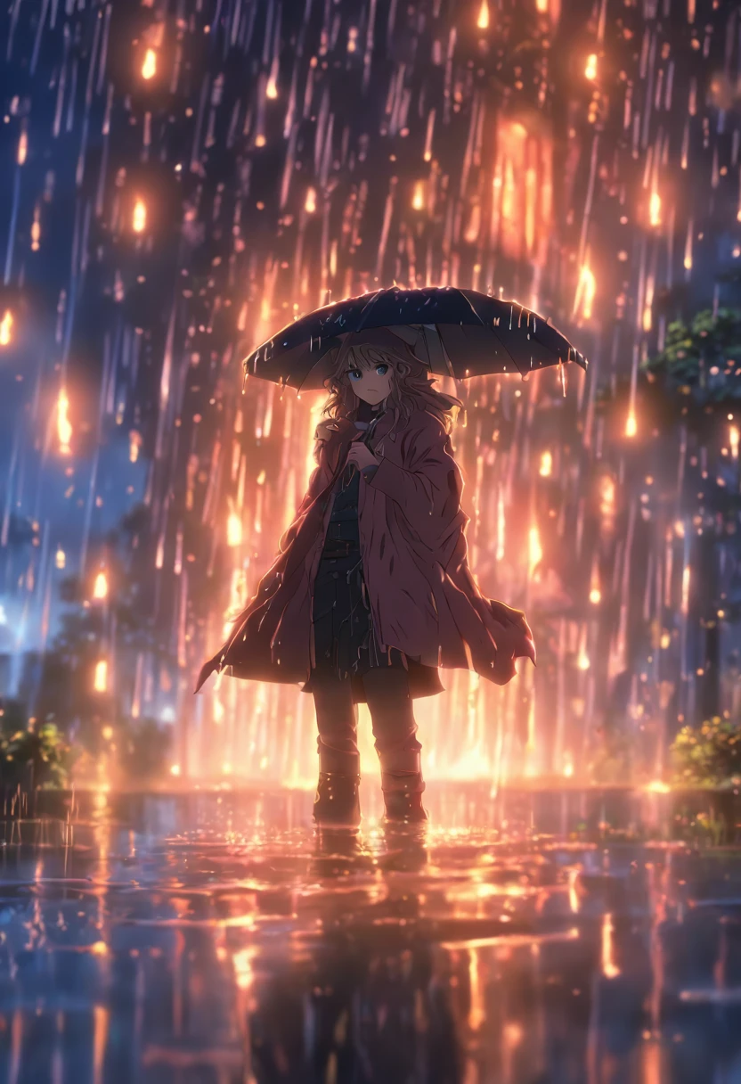 (((Rain))) best quality, ultra-high resolution, 4K detailed CG, masterpiece, house, burning, fire, Celtic mythology, ((Rain)), Celtic image, aesthetic, screen-centric