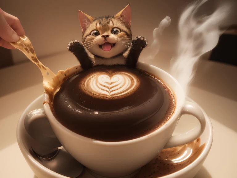 "(best quality,highres:1.2),ultra-detailed,professional,vivid colors,poster,realistic,coffee,muppet cat,coffee splashes,cat,cat paws,splash of coffee,artist's rendition,rich textures,beautifully crafted,artistic interpretation,caffeine concept,eye-catching design,coffee beans,steaming coffee cup,caffeine overdose vibrant,energetic,colorful,expressive,cartoonish,playfulness,fun,quirky,coffee beans,caffeine rush,bold,captivating,coffee stains,dynamic composition,eye-catching typography,fluid motion,caffeine molecules in the air,coffee aroma,floating coffee cups,smoky effects,authentic coffeehouse feel,sophisticated,coffee lovers,coffee culture,elevated coffee experience,lively,happy,energizing,cheerful atmosphere"
