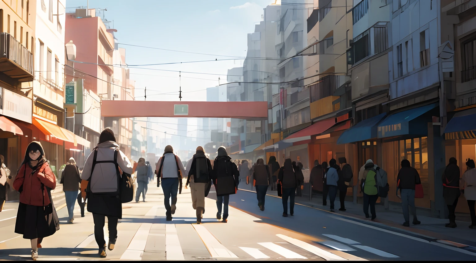 Busy street with several people