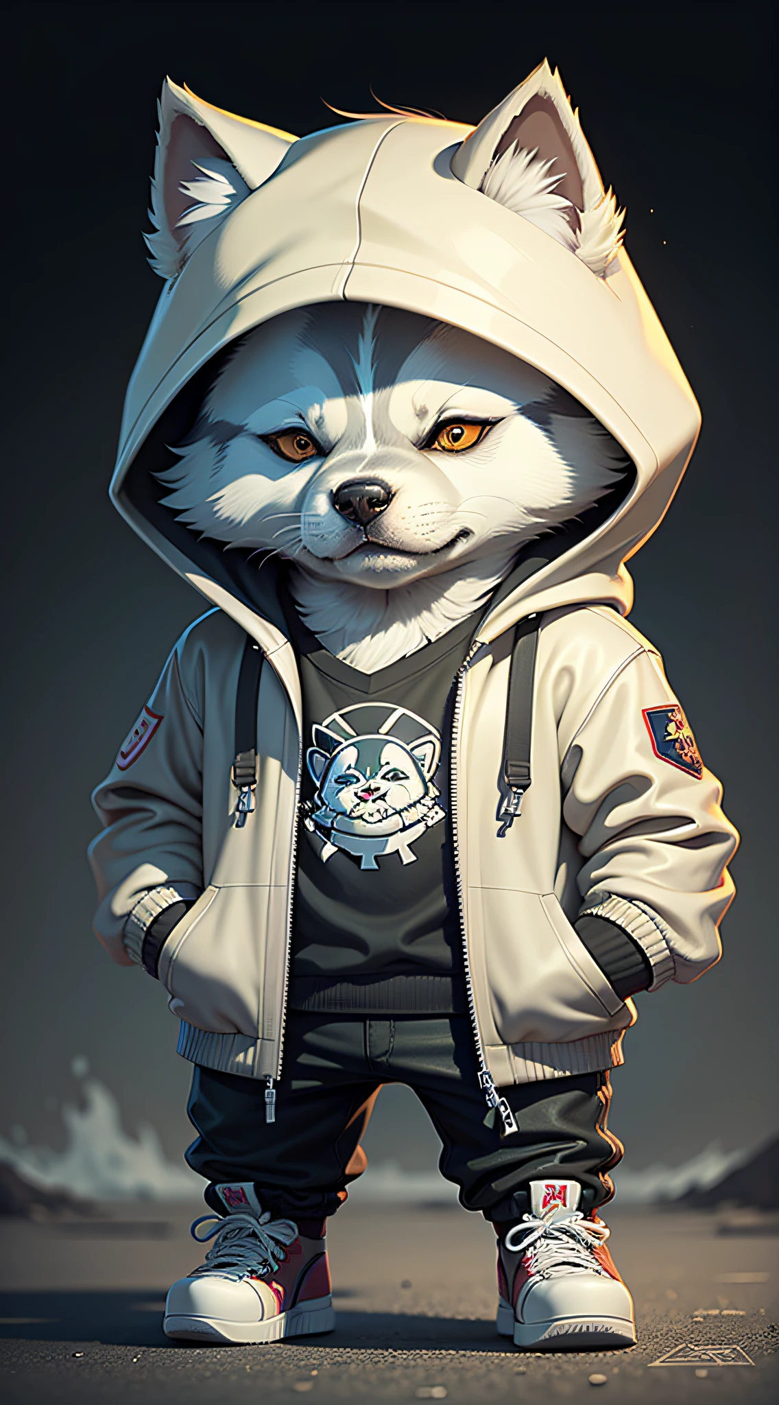 C4tt4stic, Cartoon Siberian Husky Dog in Jacket and Skateboard