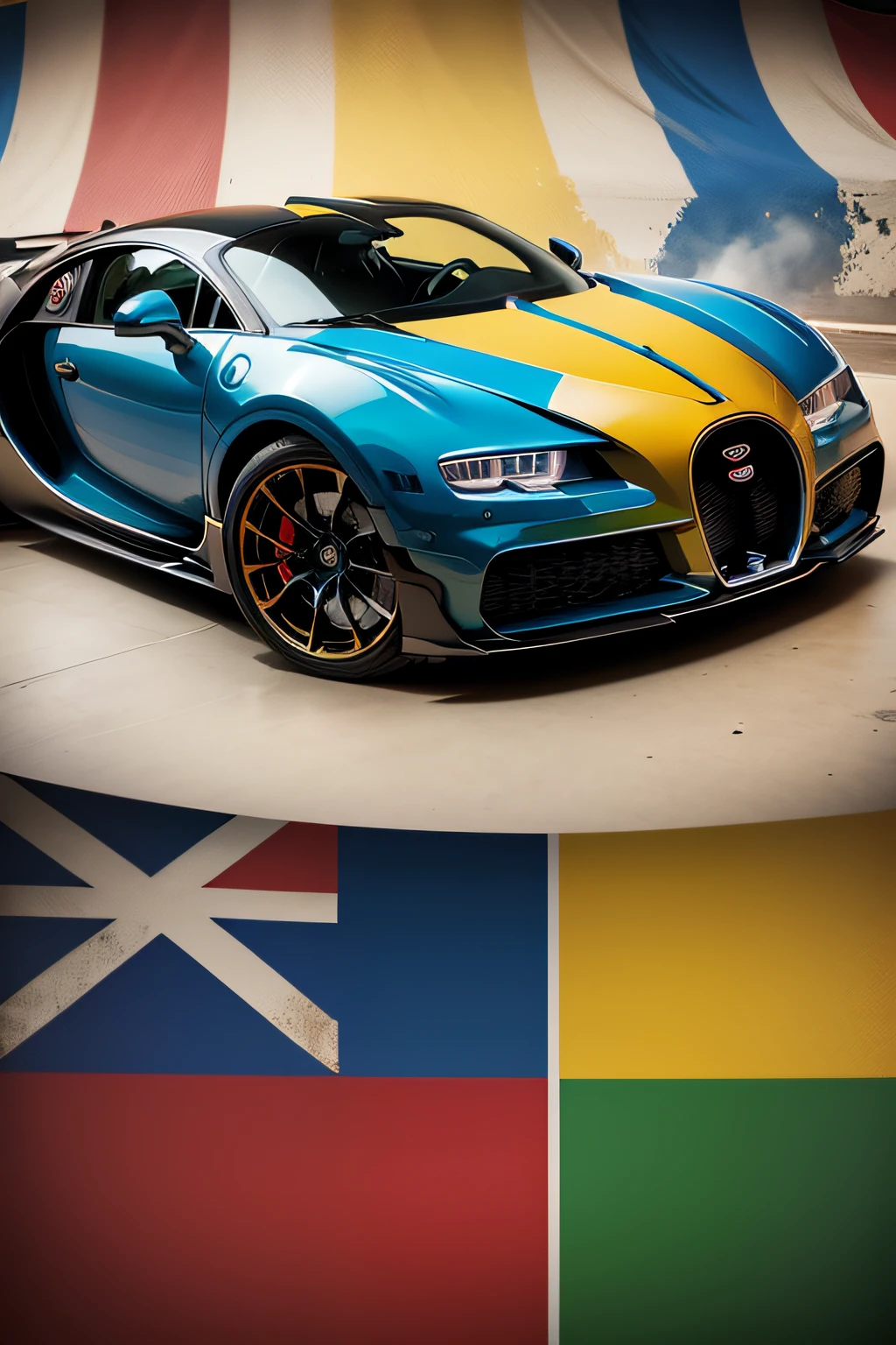 Criar uma bugatti com cores da bandeira do brasil