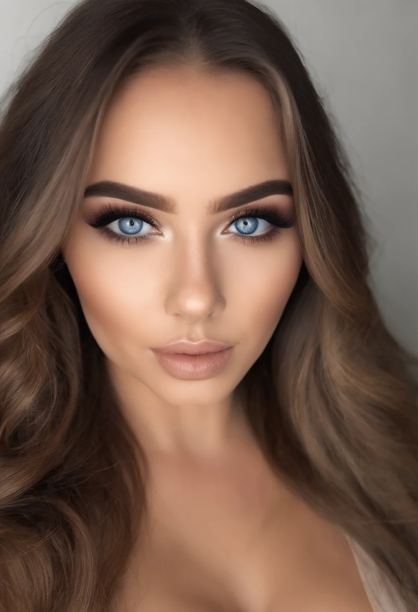 Arafed Mujer totalmente , Chica sexy con ojos azules, ultra realista, meticulosamente detallado, Retrato Sophie Mudd, cabello rubio y ojos grandes, selfie de una mujer joven, Ojos del dormitorio, Violeta Myers, sin maquillaje, Maquillaje natural, staring directly into camera, cara con artgram, maquillaje sutil, Impresionante foto de cuerpo completo arrodillado en la cama, En el dormitorio, Medium to large size bust