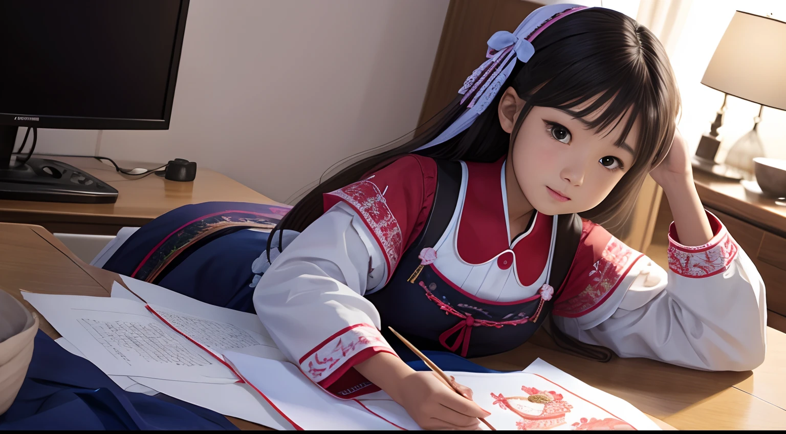Metaverse girl,Shu embroidery girl
