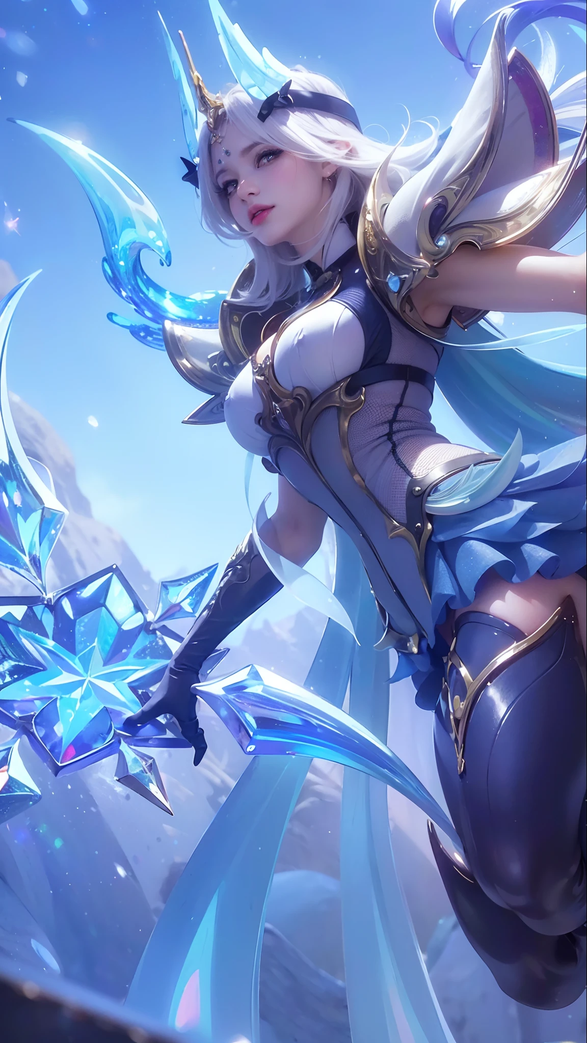 (8k, RAW photo, photorealistic:1.25) ,( lipgloss, eyelashes, gloss-face, glossy skin, best quality, ultra highres, depth of field, chromatic aberration, caustics, Broad lighting, natural shading,) looking at viewer with a serene and goddess-like happiness, hair covering one eye