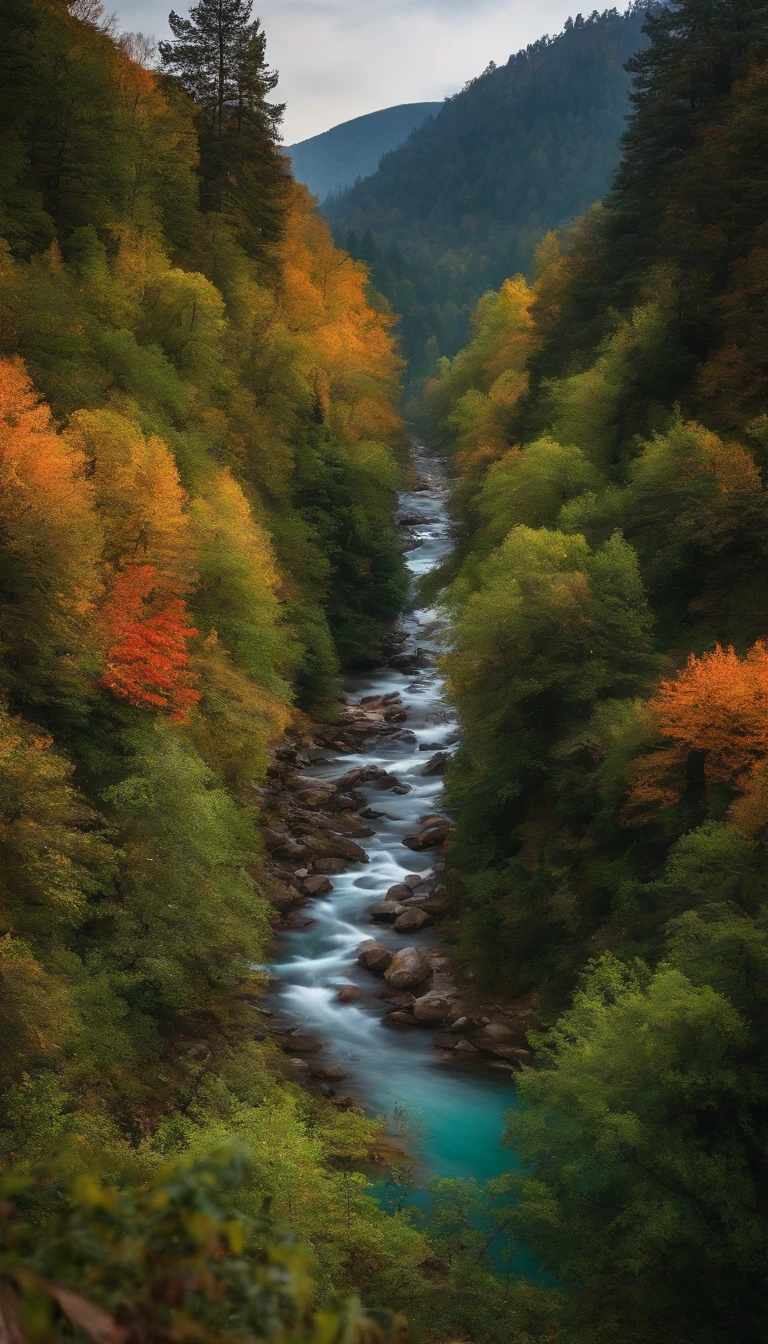 terraced,rios,mountain water,the trees,ln the forest,
