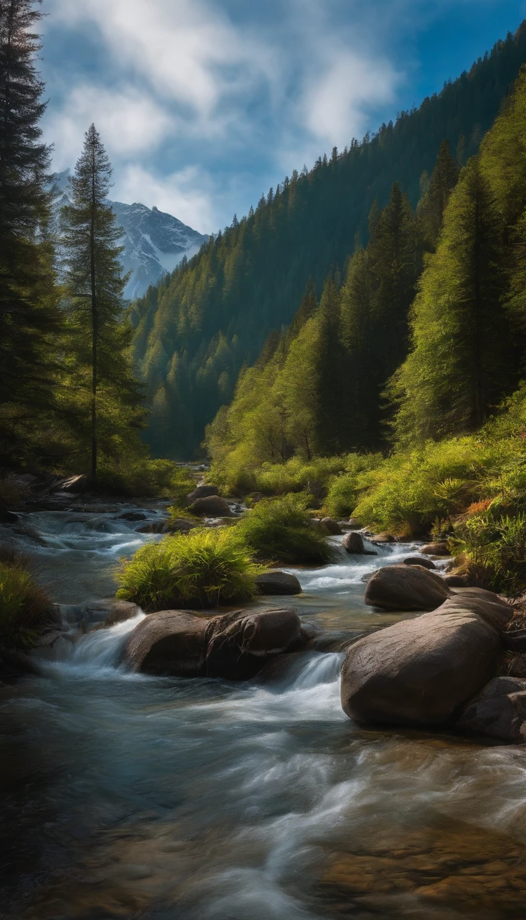 terraced,rios,mountain water,the trees,ln the forest,