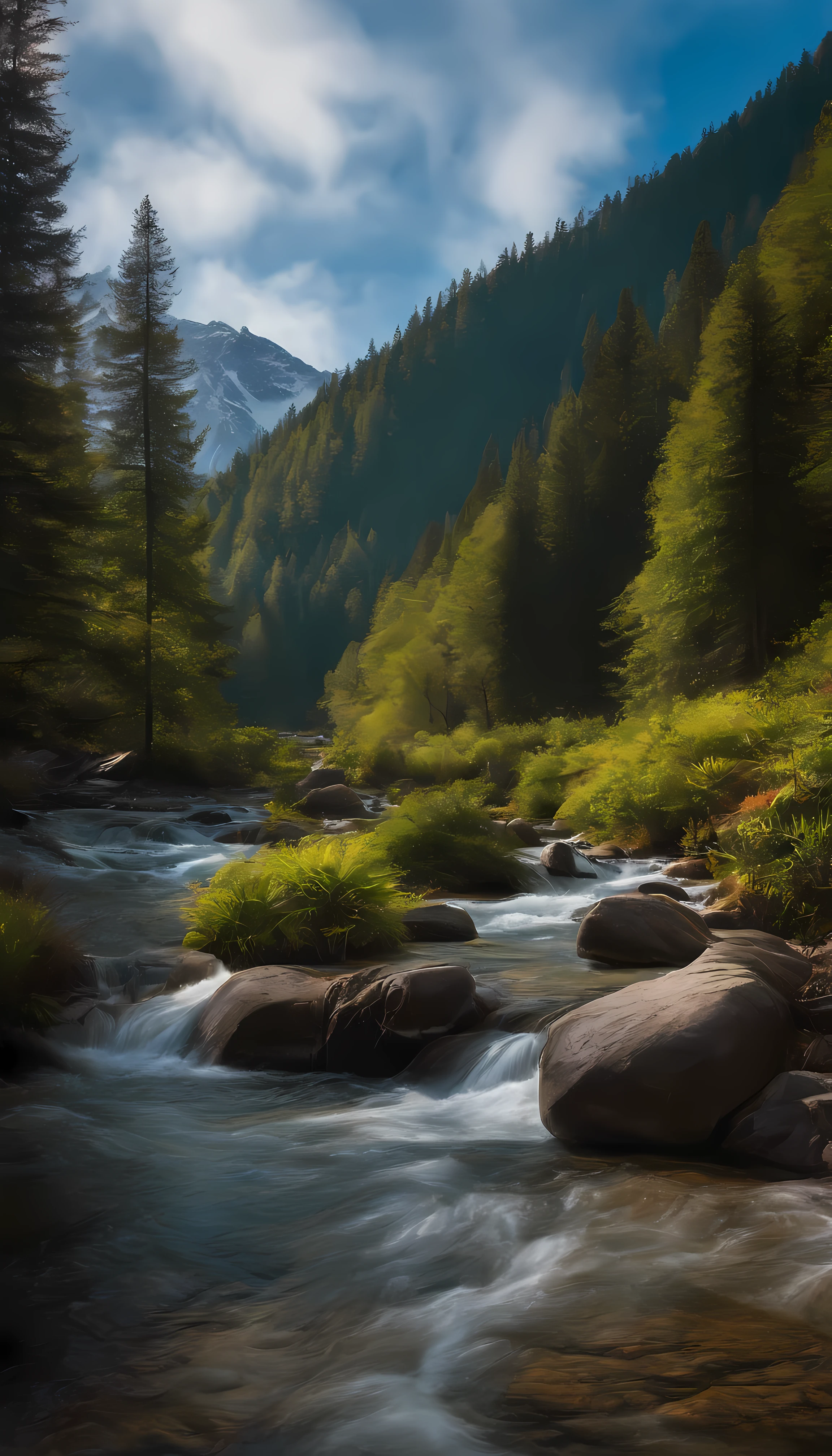 terraced,rios,mountain water,the trees,ln the forest,