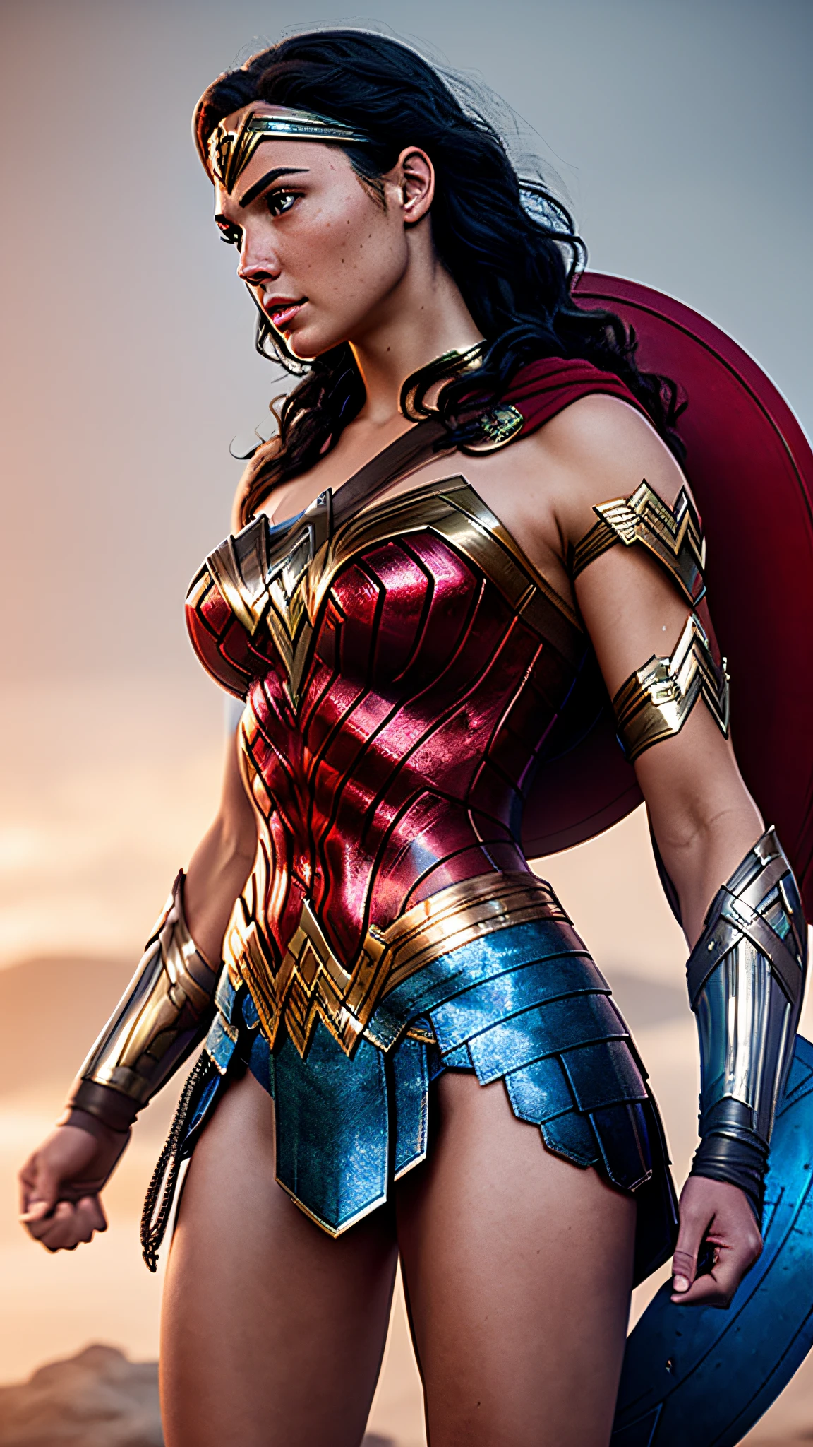 "Create a cinematic masterpiece photography piece in soft lighting and soft details that showcases a realistic and incredibly detailed rendering of Wonder Woman in an octane-driven 16k resolution. Incorporate trending Artstation aesthetics while utilizing the full potential of Stable Diffusion technology to produce a stunning and ultra-realistic final result."