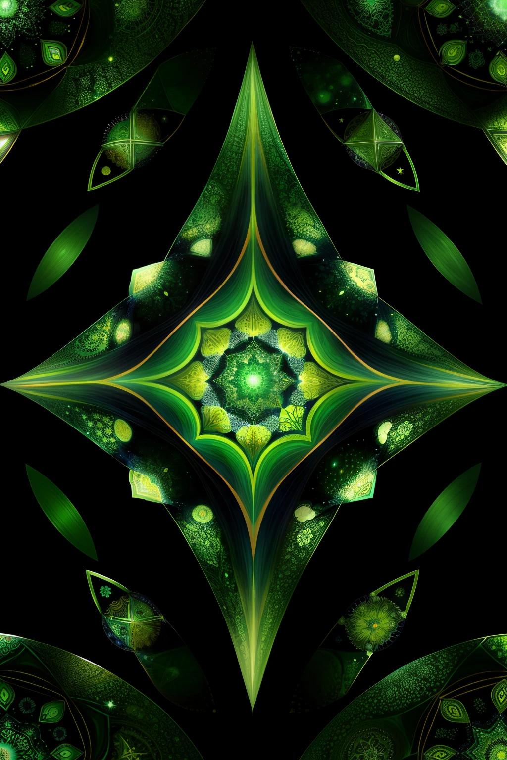 in green、Mystical、Geometric pattern、top-quality、cosmic、Abstract