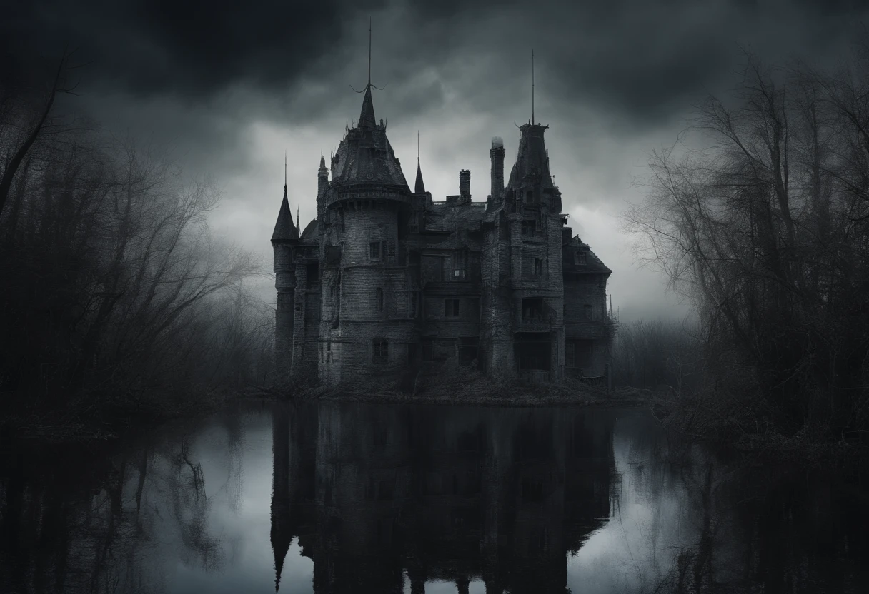 castelo arruinado de frente para um lago, where your reflection hits the water and reflects on it in your glory days