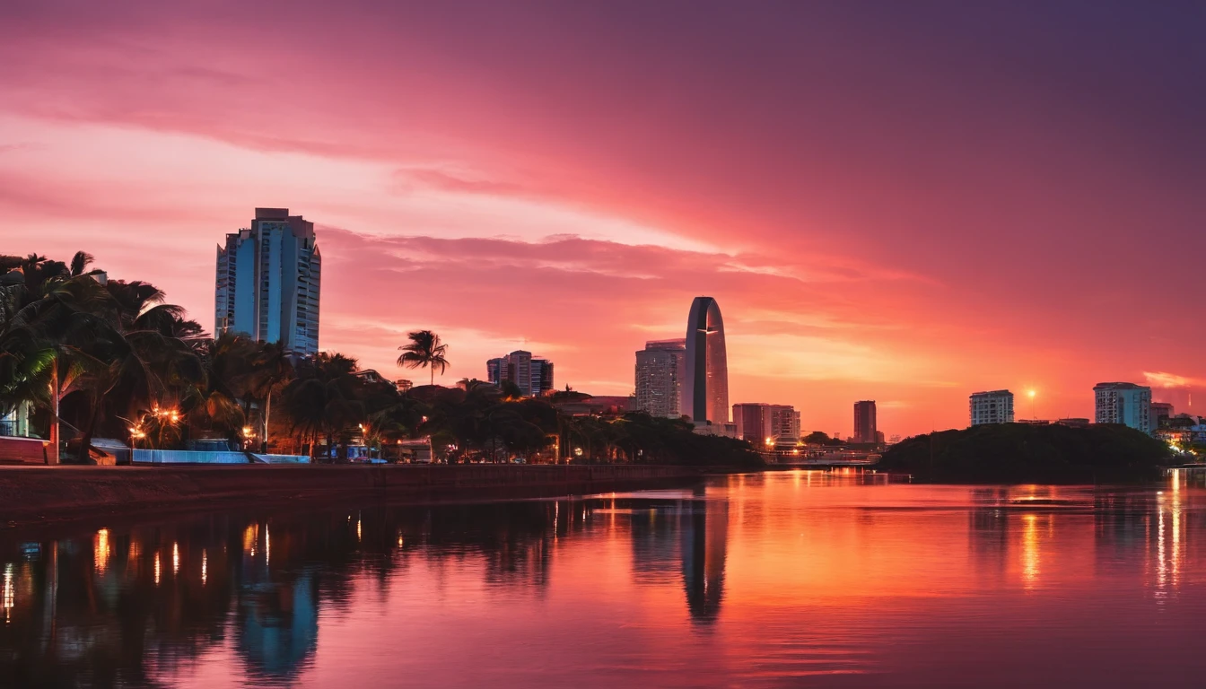 Cidade, St. Louis, Maranhao, Brasil, aspecto Retrowave.
