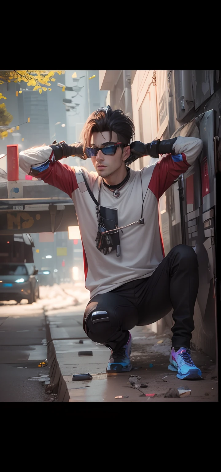 Change background cyberpunk handsome boy realistic face 8k ultra realistic winter season