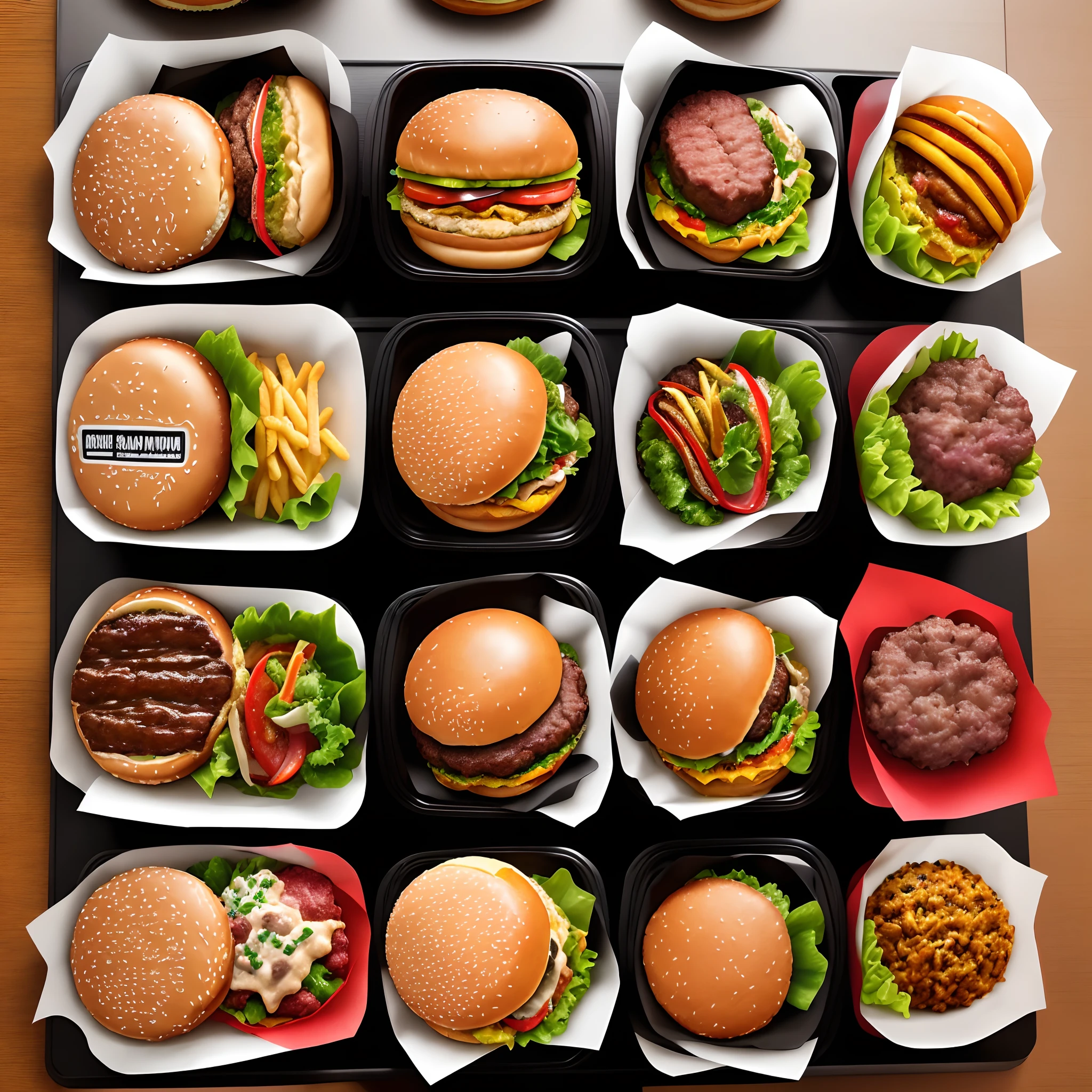 mcdonalds、hamburgers、All types、Compare、lineup、Visual Images、party、lunch、noisily