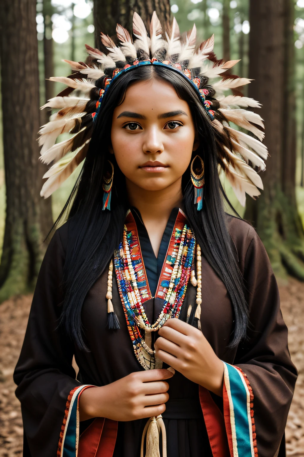 male with long mane long hair indigenous features