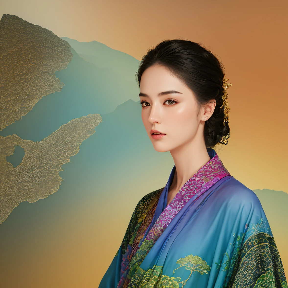 （Slightly drunk ruins）， （Linen batik scarf）， A slightly drunk fighting stance， looking at the ground， Batik linen bandana， Chinese 4 python pattern long sleeve garment，Slightly drunk（Abstract propylene splash：1.2）， Dark clouds lightning background，Flour flies（realisticlying：1.4），Black color hair，Pink flutters，rainbow background， A high resolution， the detail， RAW photogr， Sharp Re， Nikon D850 Film Stock Photo by Jefferies Lee 4 Kodak Portra 400 Camera F1.6 shots, Rich colors, ultra-realistic vivid textures, Dramatic lighting, Unreal Engine Art Station Trend, cinestir 800，Flowing black hair,（（（morningglow）））Slightly drunk（Color）（Linen batik scarf）， A slightly drunk fighting stance， looking at the ground， Batik linen bandana， Chinese python pattern long-sleeved garment， Drunk（Abstract propylene splash：1.2）(Masterpiece, Top quality, Best quality, offcial art, Beautiful and aesthetic:1.2), (4girl), extreme detailed eyes, (Fractal art:1.3), Colorful, highest details, (Perfect face), Shiny skin, hdr, (white cloak golden lines:1.2), milky ways, (light stre), striking visual effects, (dynamic streaks, luminous trails:1.2), Vibrant colors, (4 Phoenix), (4 Dragons)