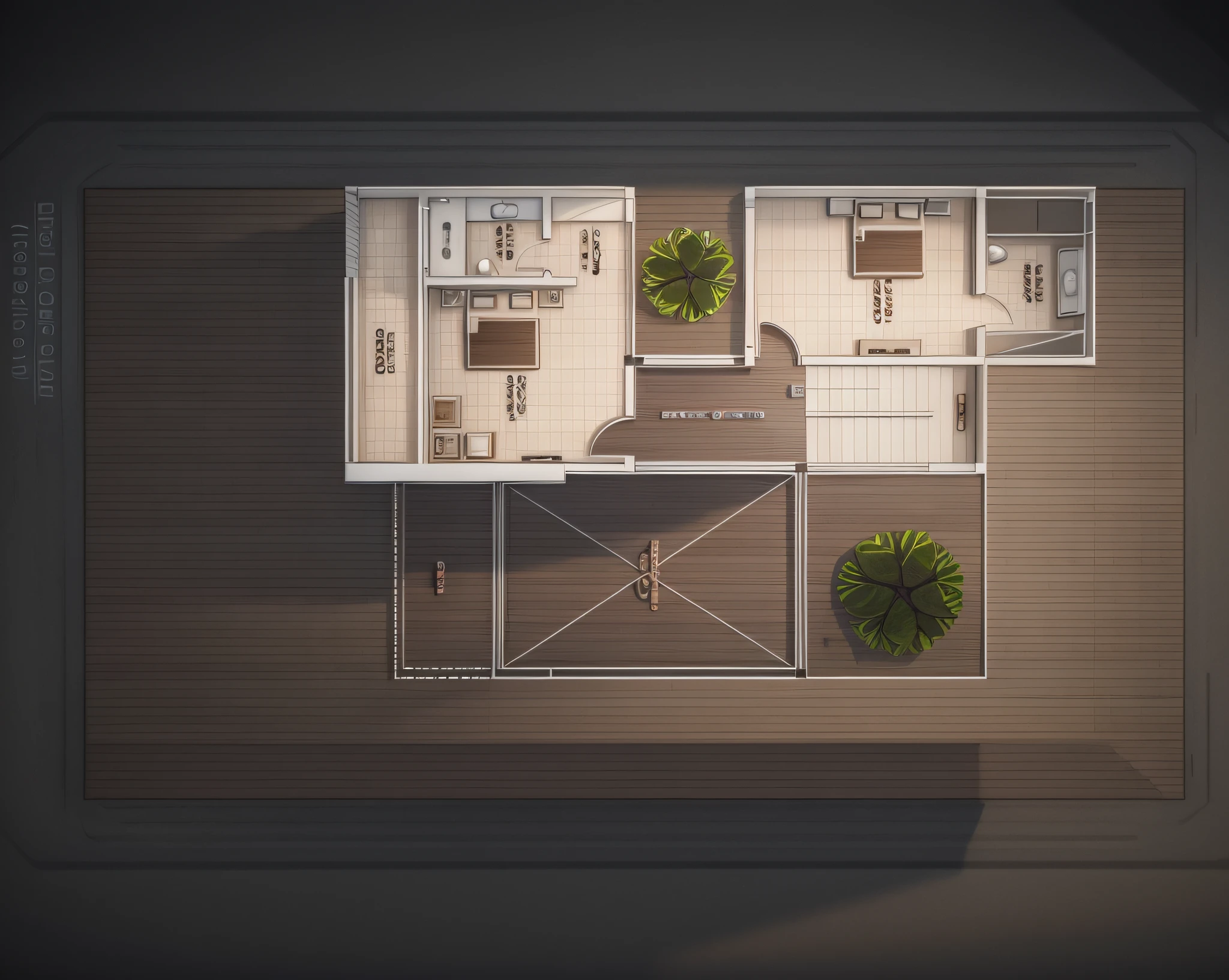 photo realistic, hd high res ultra high quality top view plan 3d modern villa,bed,kitchen,trees,interior tiles, auto cad floor plan drawing, perfect composition, beautiful detailed intricate insanely detailed octane render trending on artstation, 8 k artistic photography, photo realistic concept art, soft natural volumetric cinematic perfect light, chiaroscuro, award - winning photograph, masterpiece, 2d rendering, top view plan,realistic,hyper realistic,intricate detals,hd details,128k,