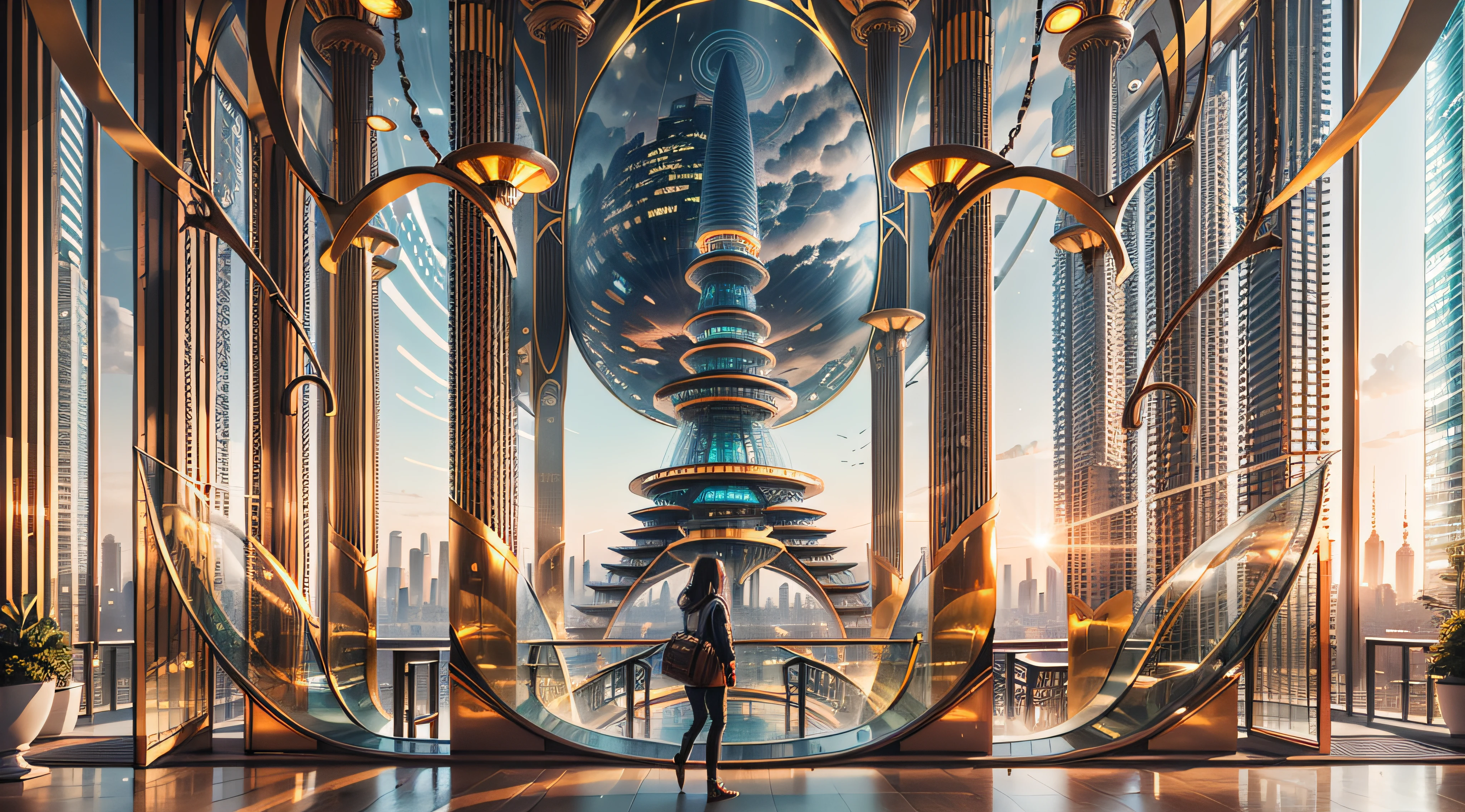 Enter a fascinating vision of the future through captivating futuristic images of the city of Shanghai. The towering giant skyscraper is decorated with gold ornaments and a smooth glass curtain wall，pierce the sky, The vibrant lights of the city that never sleeps. In the midst of a bustling cityscape, An iconic giant high-tech building, Its architectural marvels are enhanced in a futuristic style. The city is full of life，Full of life。，Full of life。，Full of life。，Full of life。，Full of life。，Full of life。，Full of life。，Full of life。，Full of life。，Full of life。，Full of life。，Full of life。，Full of life。，Full of life。，Full of life。，Full of life。，Full of life。，Full of life。，Full of life。，Full of life。，Full of wealth。，Full of luxury。，Full of technology。。, State-of-the-art technology blends seamlessly with traditional Chinese luxury urban fabric. This stunning work of art, Use Pixai to bring powerful AI models to life, Show the limitless creativity and possibilities of our imagination. Experience the future of the cityscape at Pixai，Immerse yourself in a visionary world of art