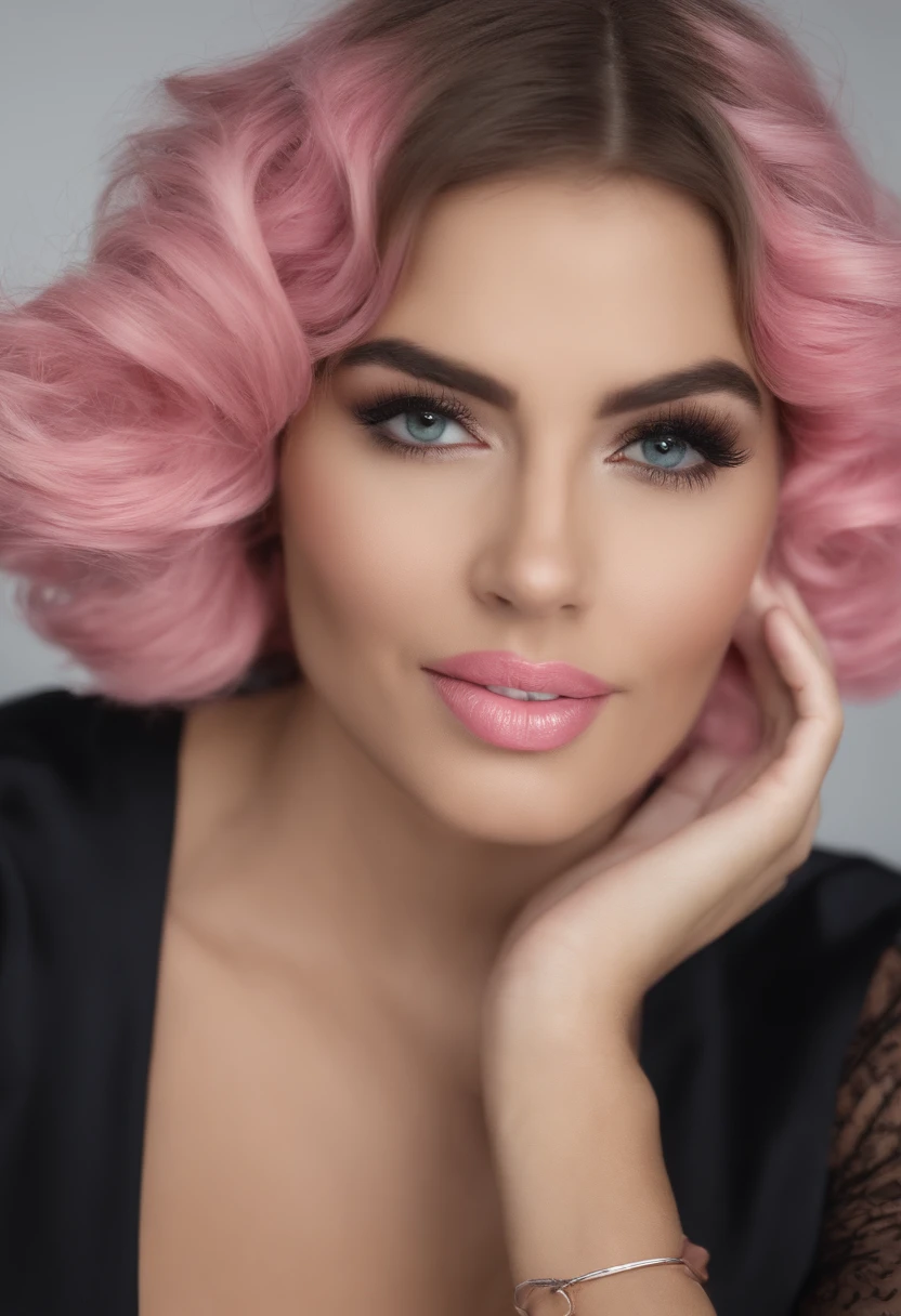 skistyle, 1girl, solo, cabelo rosas, olhos azuis, asas, olhando para o espectador, toupeira, franja, cabelo longo, arco, colarinho marinheiro, fundo simples, colarinho de marinheiro branco, toupeira sob a boca, hairbow, pink bow, boca fechada, camisa, camisa branca, , corte bob, mini asas, fundo cinza, retrato, asas destacadas, maquiagem, parte superior do corpo, fundo branco
