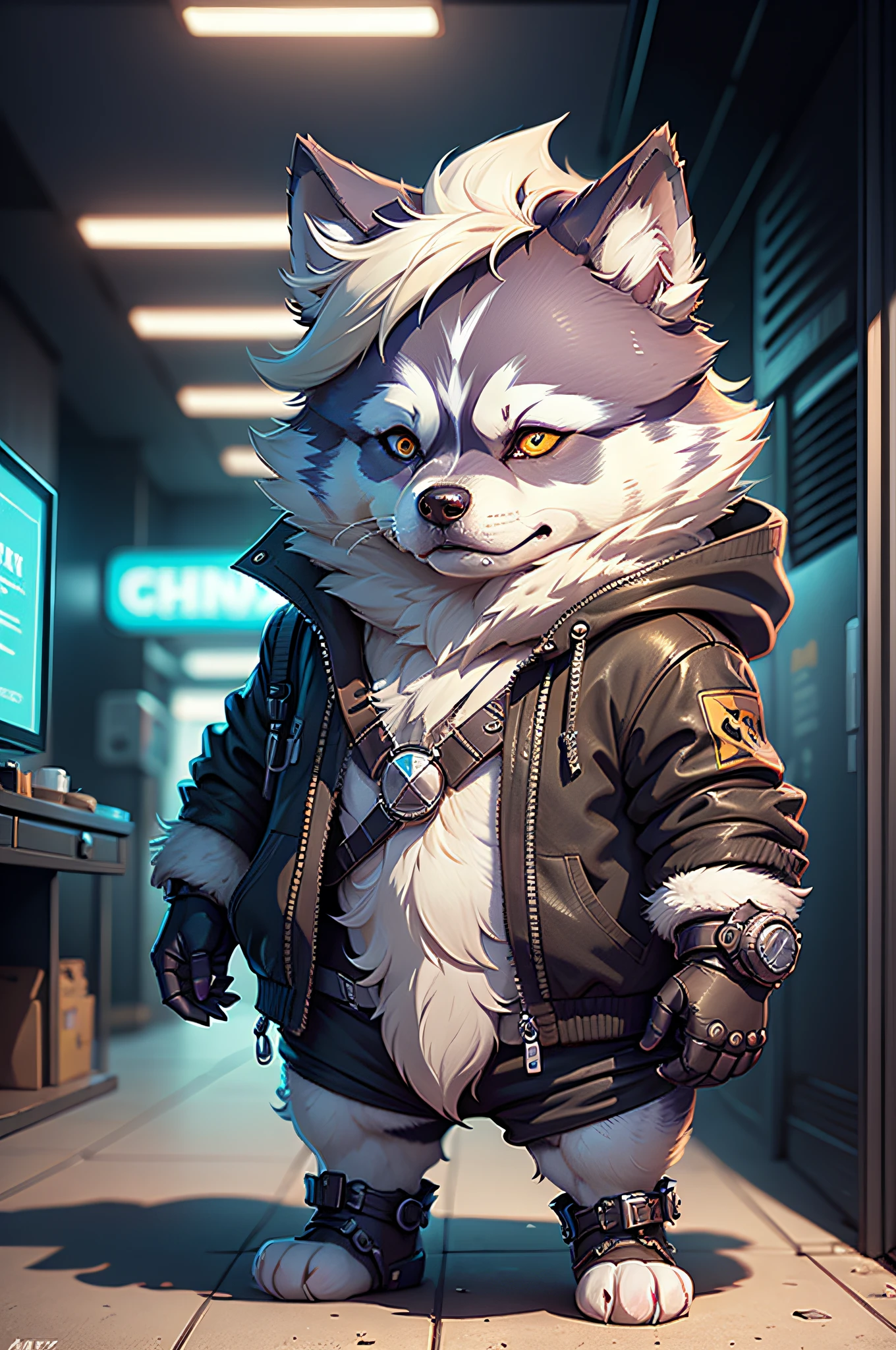 C4tt4stic, Siberian Husky Dog in Cyberpunk Cartoons