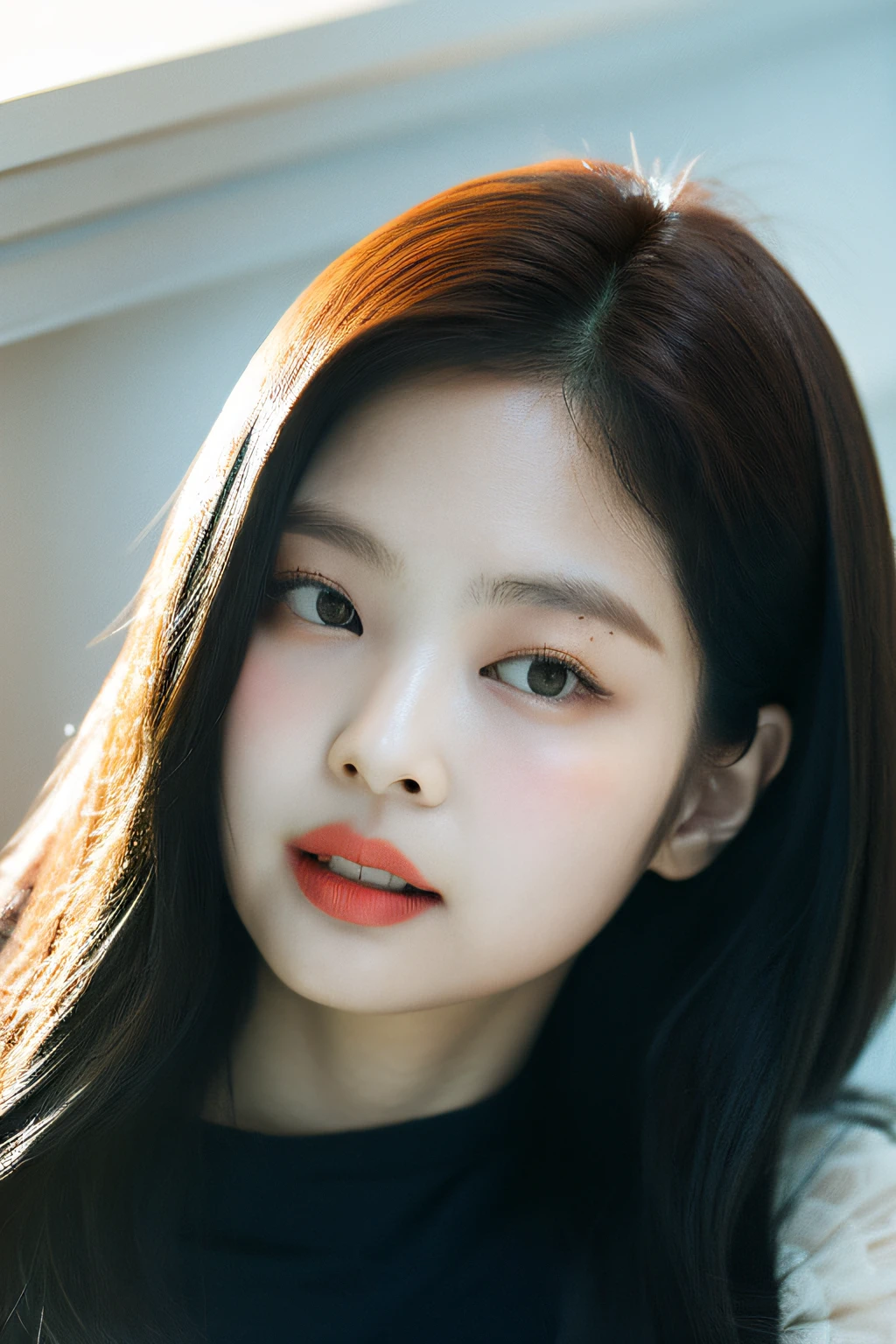 Photo of a Beautiful Korean kpop idol Woman, Summer, Lustful, Film-like shades、cinematic、Film grain, 80mm、emotion、Looking at the camera、realisitic、masuter piece