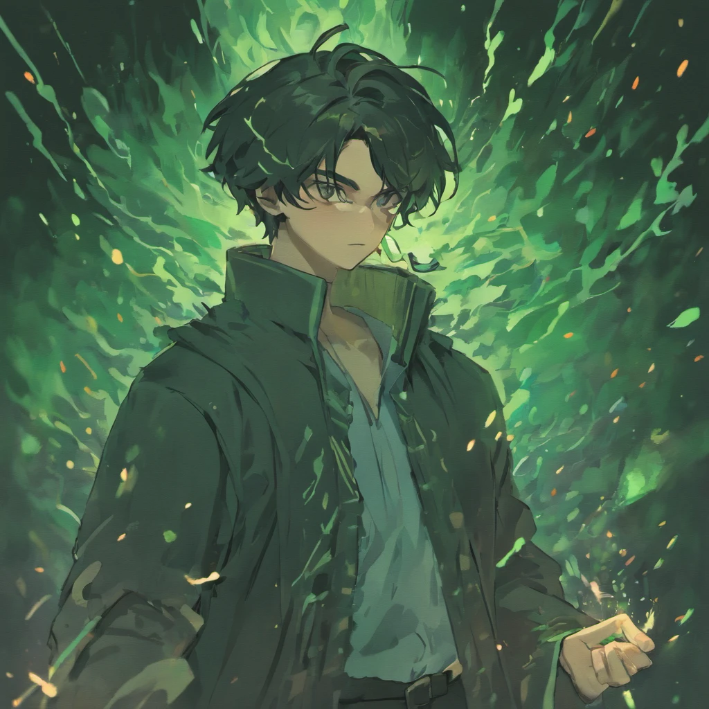 pixelart alquimista tons_homem branco, barba, Black Hair Holding Potion Smoke_amarelo escuro bonito moderno