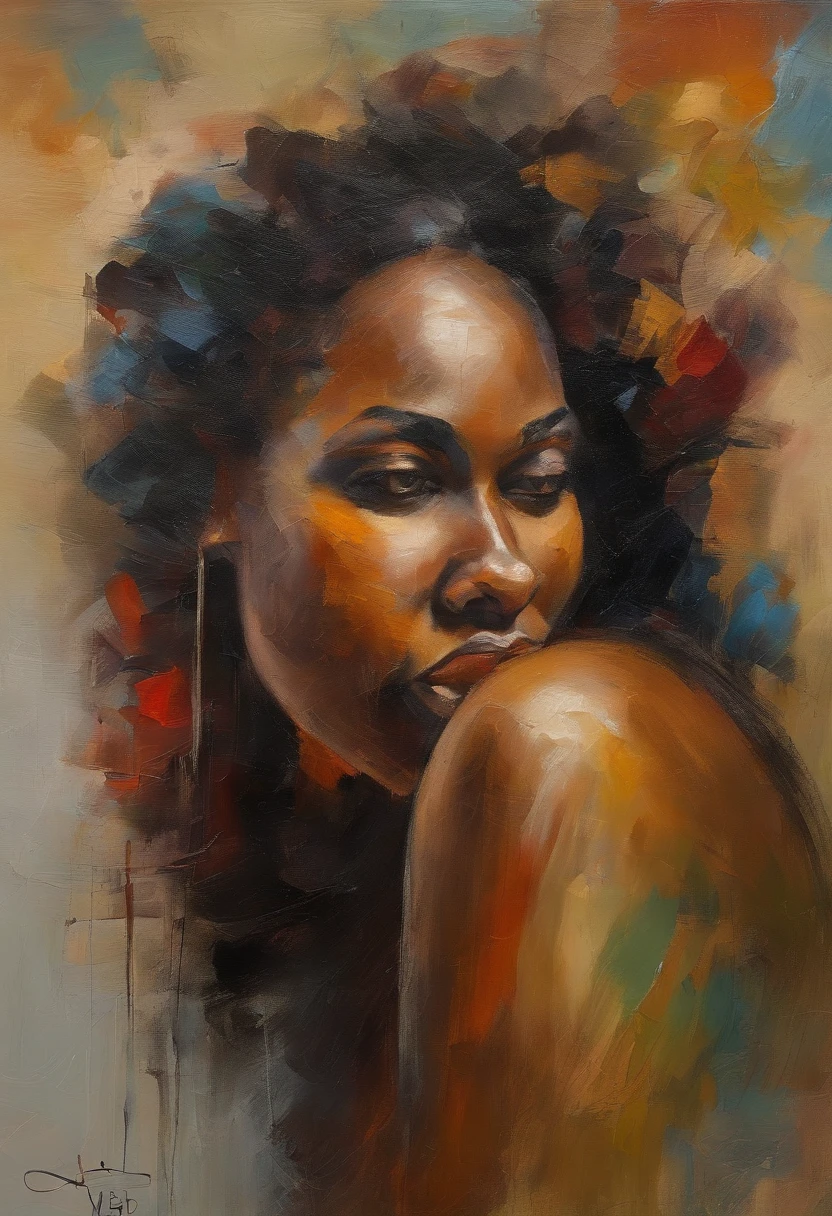 **Post-impressionist style, mulher negra, Autorretratos introspectivos, capturando os pensamentos internos, emotions, and the identity of black women through evocative and introspective self-representations. --v 4: 50** --s 2