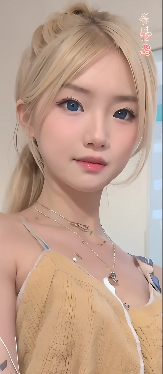 1Girl, blonde hair, sexy, blue eyes, asian, pretty, realistis, ultra detail, cute