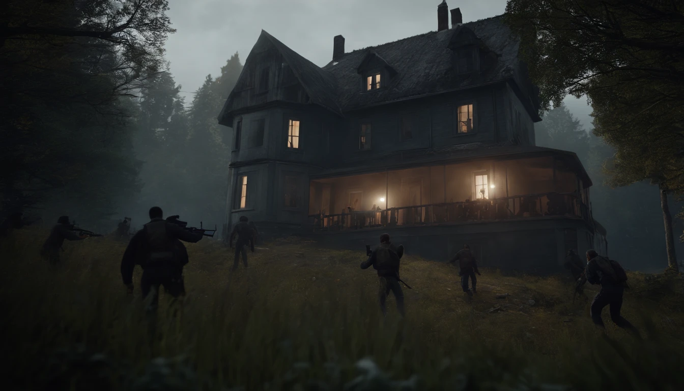 Make a realistic zombie horde destroying a player house in Dayz