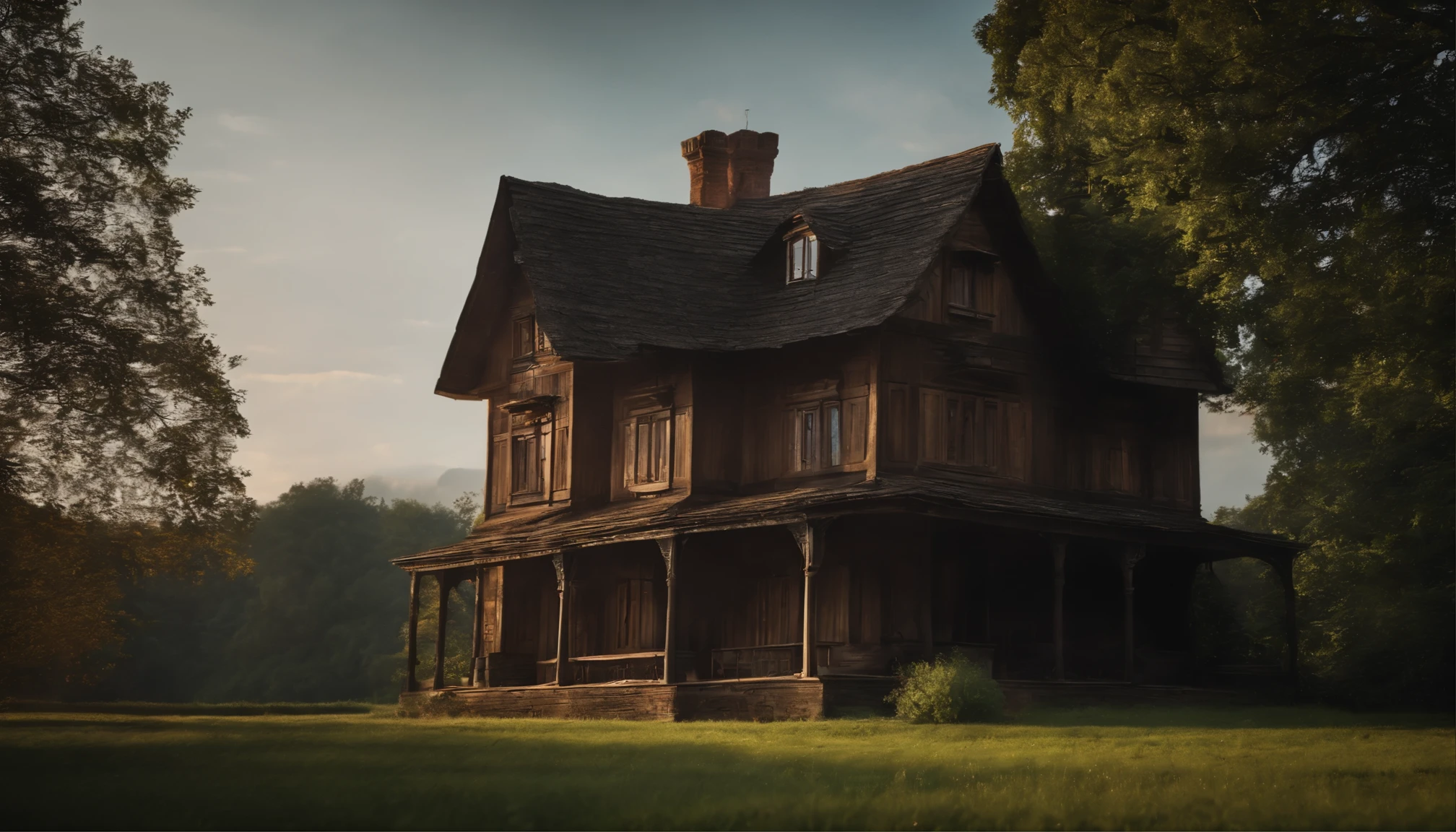 Make a realistic  old house in jangle, ultra hd realistic, 8k picture, highly detailed, ultra sharpness