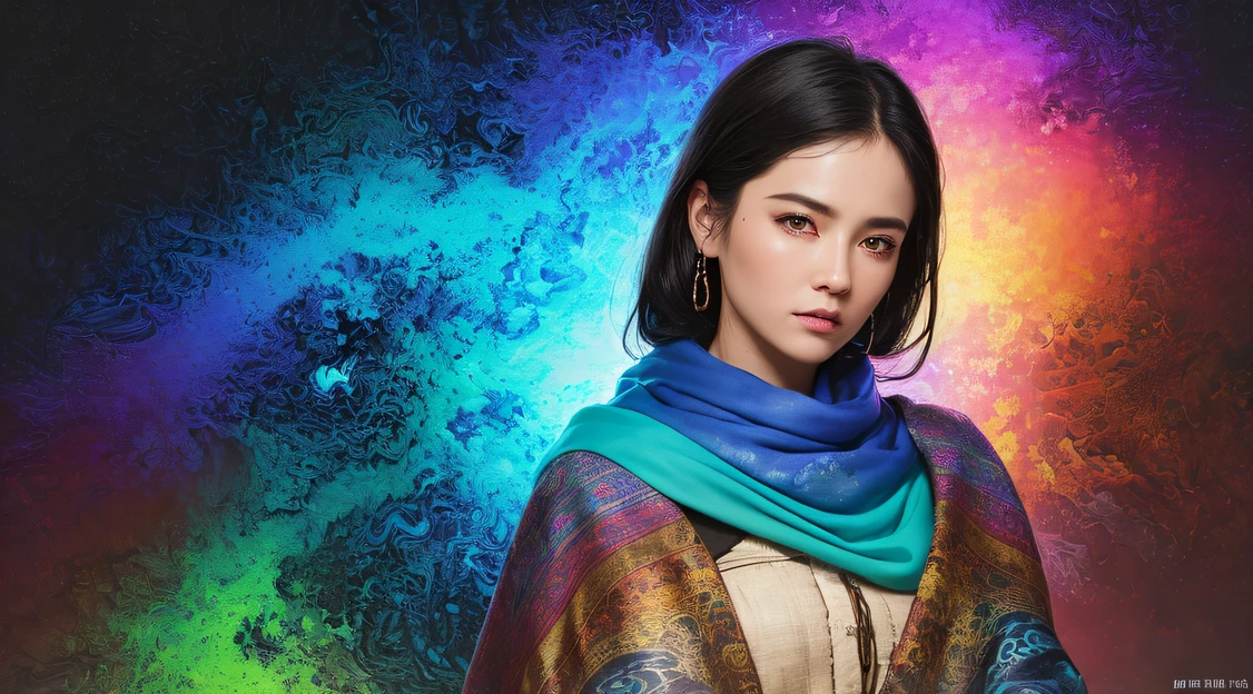 (Slightly drunk ruins), (Linen batik scarf), A slightly drunk fighting stance, looking at the ground, Batik linen bandana, Chinese 4 python pattern long sleeve garment,Slightly drunk(Abstract propylene splash:1.2), Dark clouds lightning background,Flour flies(realisticlying:1.4),Black color hair,Pink flutters,rainbow background, A high resolution, the detail, RAW photogr, Sharp Re, Nikon D850 Film Stock Photo by Jefferies Lee 4 Kodak Portra 400 Camera F1.6 shots, Rich colors, ultra-realistic vivid textures, Dramatic lighting, Unreal Engine Art Station Trend, cinestir 800,Flowing black hair,(((morningglow)))Slightly drunk(Color)(Linen batik scarf), A slightly drunk fighting stance, looking at the ground, Batik linen bandana, Chinese python pattern long-sleeved garment, Drunk(Abstract propylene splash:1.2)(Masterpiece, Top quality, Best quality, offcial art, Beautiful and aesthetic:1.2), (4girl), extreme detailed eyes, (Fractal art:1.3), Colorful, highest details, (Perfect face), Shiny skin, hdr, (white cloak golden lines:1.2), milky ways, (light stre), striking visual effects, (dynamic streaks, luminous trails:1.2), Vibrant colors, (4 Phoenix), (4 Dragons)