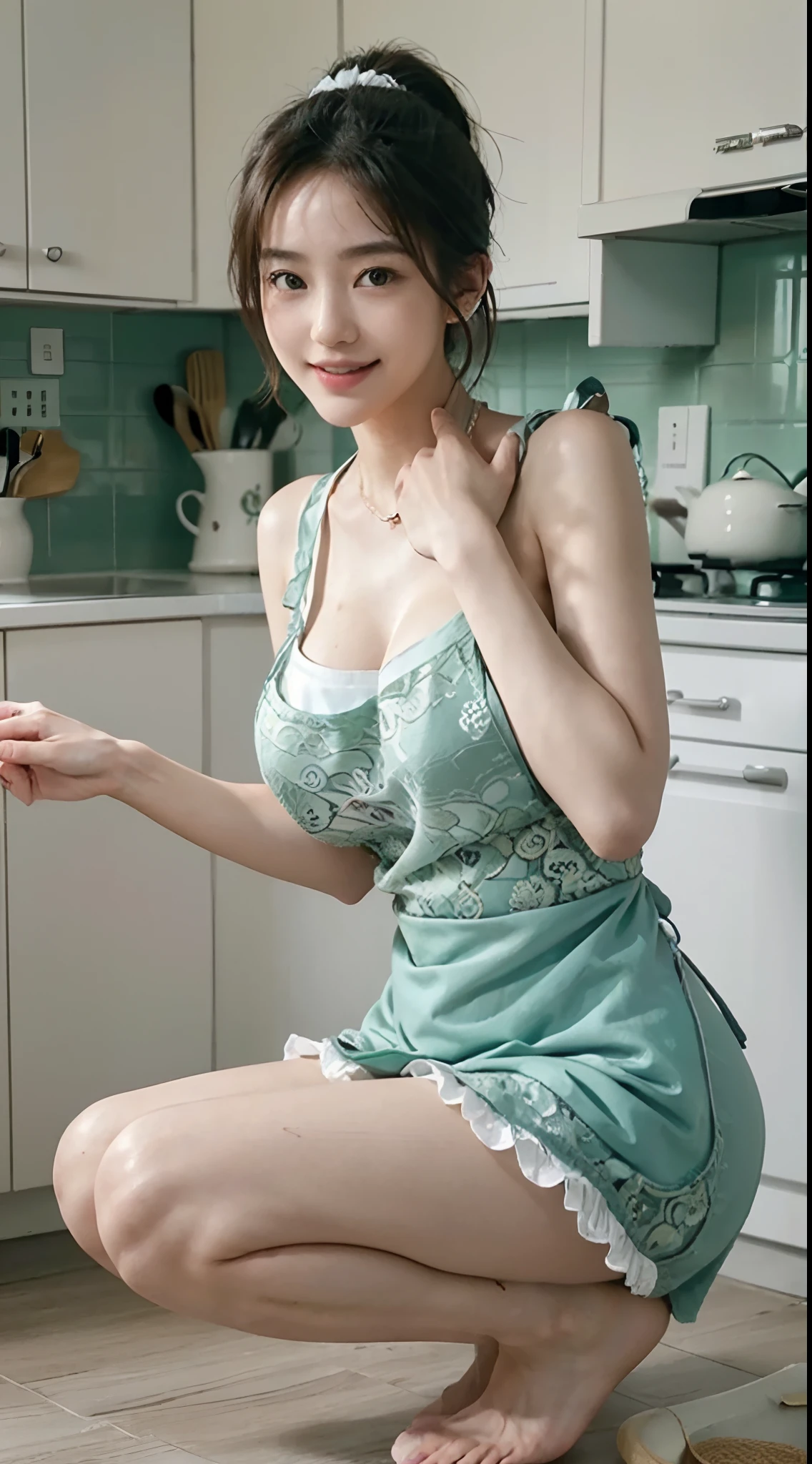 surreal), NSFW,sex,(figure), (High resolution), (32K), (very detailed), (Best figure), (Beautiful quality with attention to detail), (Super detailed), (table top), ( wallpaper), (Detailed delicate face), alone, 自分でPeeする, 足にPee, Surrounded by other people, very detailed顔と肌の質感, fine eyes, double eyelid, Ball head twist blade with hairpin, Large frame glasses, Wearing pink tulip sweet pure last trace print embroidered high folk swimsuit, Head with cat ears, Kneeling Split Leg, I bowed my head nervously, shy, Embarrassing provocation and shock, standing with legs apart, On the floor of a dry toilet, A small puddle of her own urine is formed around her feet, Very desperate to Pee, Pee, Wet yourself, urination, tears, fear, despair, panic, high detail, Ballet dance with a big belly in October during pregnancy, Feet in ballet shoes, (dynamic pose), 1 girl, White wavy hair on toilet bowl, Korean, heterochromia, small mole under the eye, (( apron)), big breasts, long legs, toned abdominal muscles, Wearing large-rimmed glasses, (camel toe), (Fishnet Socks), (No panties), (No bra)