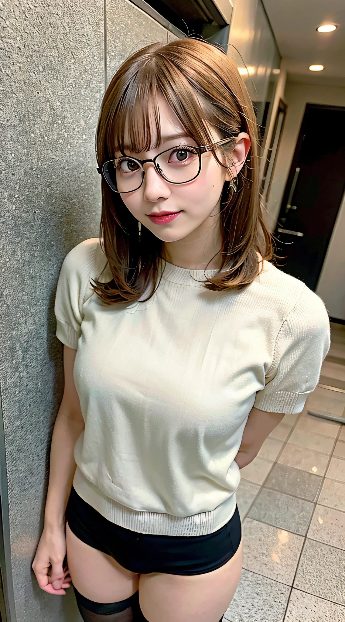 (8K, Raw photo:1.2), Detailed face and eyes,Best Quality, 超A high resolution, Highly detailed ,intricate detailes ,masutepiece ,Cute Girl , Soft cinematic light, Hyper-detailing,Sharp Focus, High quality, Blonde hair, bob cuts, tits out, a miniskirt, eye glasses, NSFW, read a book