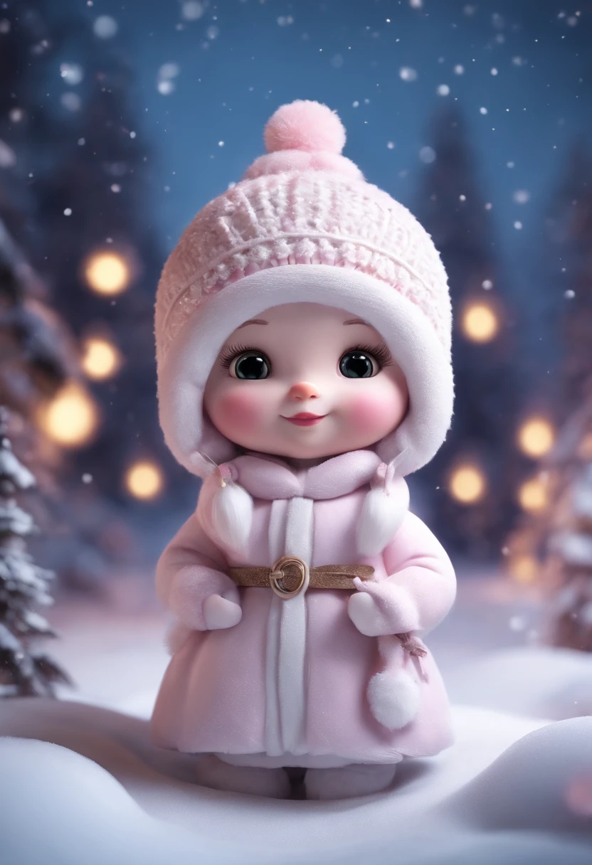 boneco de neve cartoon cute, com Buchecha a rosada, feliz, cute, 8k perfeito nos detalhes