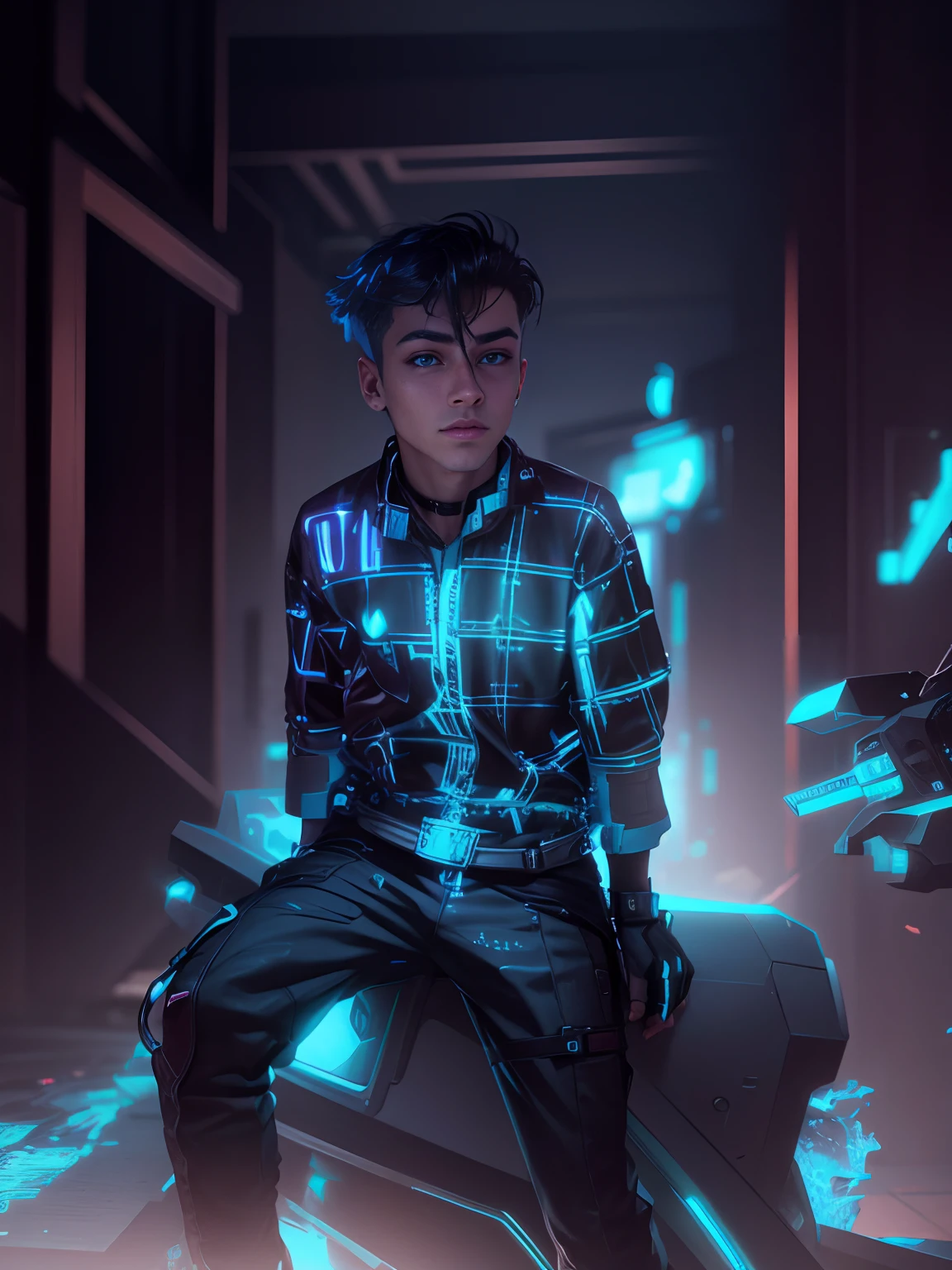 Change background cyberpunk handsome boy, reallstic face, 8k, ultra realistic,