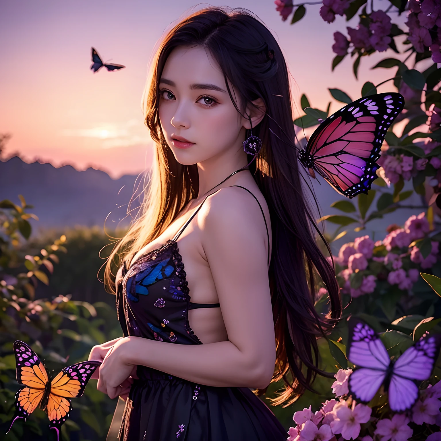 Twilight and butterfly, beautiful lighting