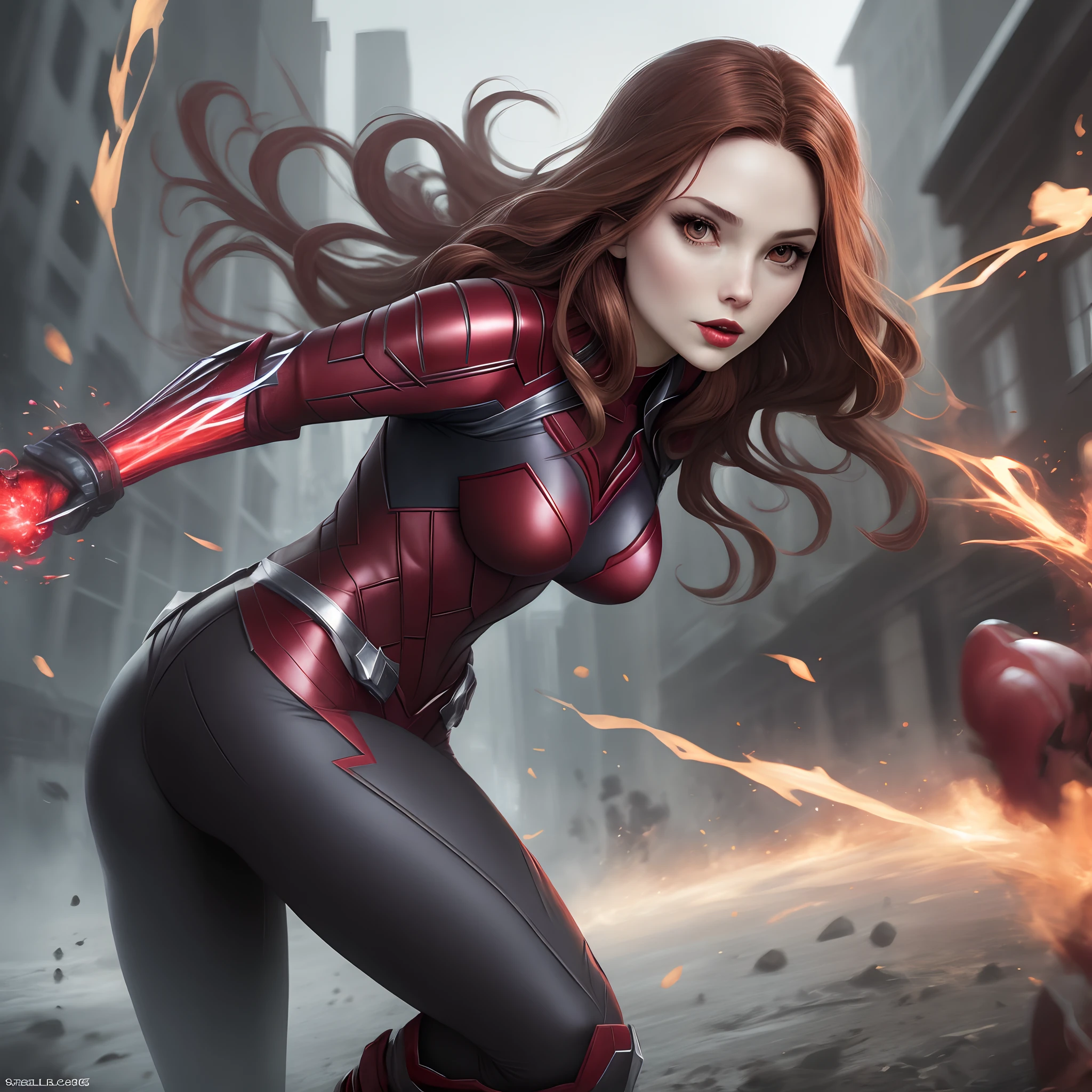 girl, superhero Scarlet Witch Wanda Maximov, combat stance, highly detailed, vibrant appearance, creative behavior, imaginative, , spontaneous, small breasts, sexi, naked breasts, topless, revealing, highest quality, skin texture, intricate details, (cinematic lighting), RAW photo, 8k, masterpiece,best quality,ultra-detailed,very detailed illustrations,extremely detailed,intricate details,highres,super complex details,extremely detailed 8k cg wallpaper
