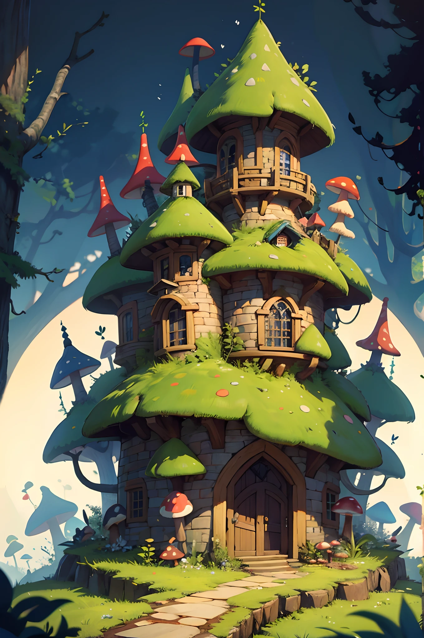 The theme of the forest，buliding，mushroom castle，Snail House