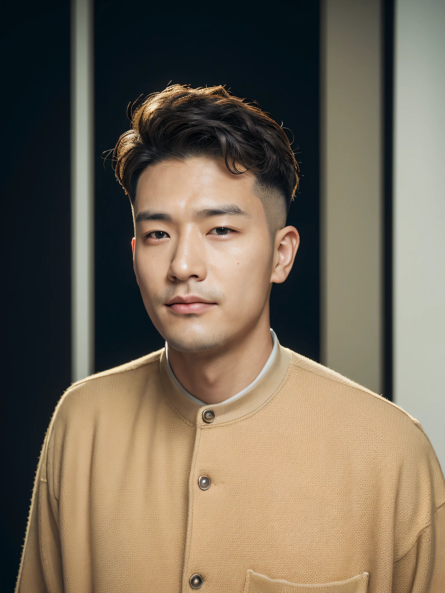 top-quality:1.3、​masterpiece、hight resolution、［1 male］、｛独奏｝、fully body photo、((Photorealsitic):1.1)、Real person ,(Textured skin, Skin pores:1.1), (Imperfect skin:1.1) intricate detailes, (Unripe, 8K:1.2), Detailed skin,japanes、Black sweater、age 30s、white walls