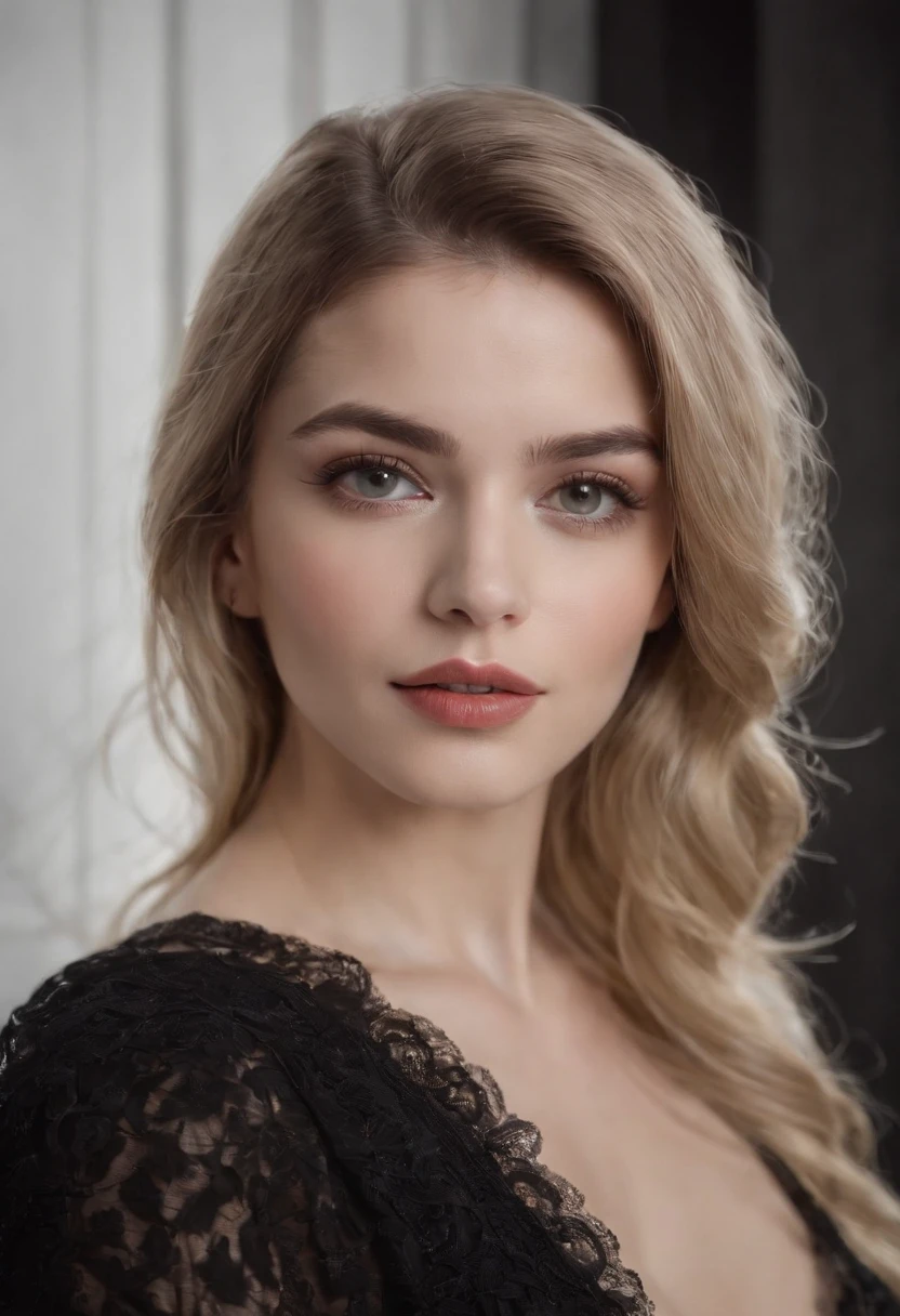(best quality,4k,8k,highres,masterpiece:1.2),beautiful detailed eyes,beautiful detailed lips,extremely detailed face,longeyelashes,portrait,photography,hair,blackandwhite,contrast lighting,expressive,emotion,hairstyle,stylized,feminine,bold,mysterious,studio lighting,striking,modern.