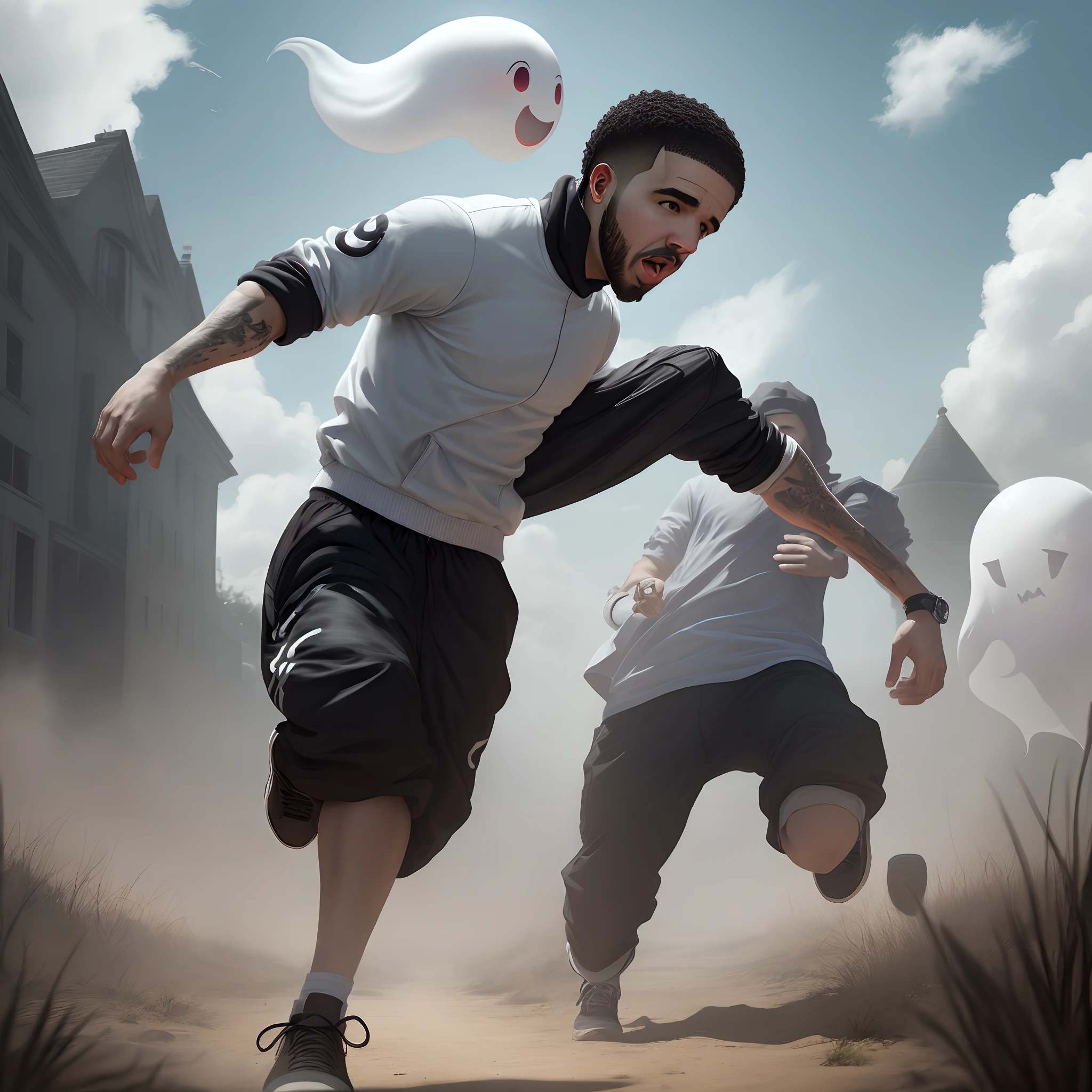 Drake running from ghost