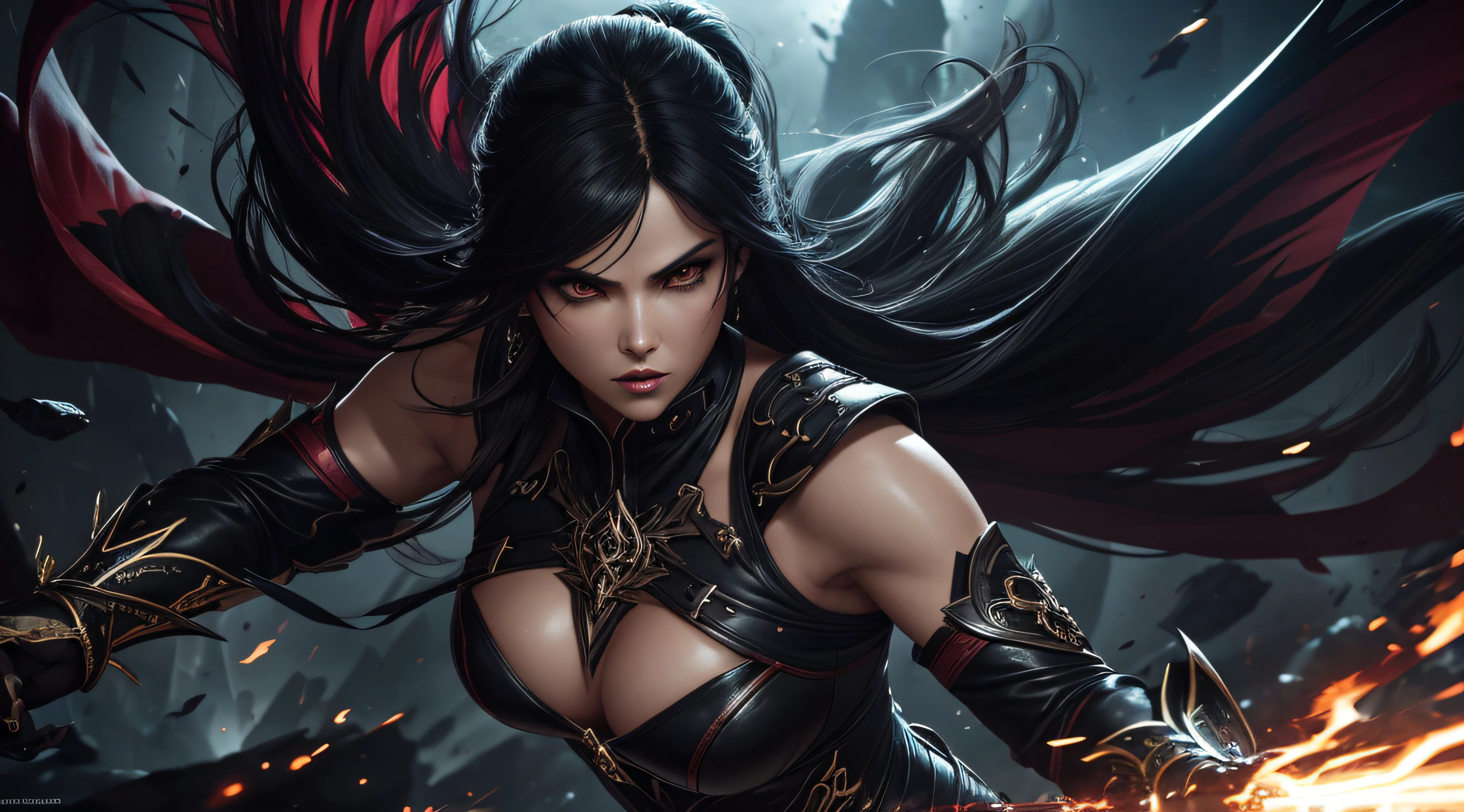 (best quality,highres:1.2),Bayonetta,beautiful detailed eyes,beautiful detailed lips,sexy,action-packed,dark atmosphere,stunning visuals,leather outfit,mysterious aura,dynamic poses,witchcraft,weaponized high heels,amazing hair effects,demonic powers,extraordinary fighting skills,angelic and demonic creatures,epic battles,angels and demons,stylish combat,
shadowy backgrounds,stunning special effects,anime-inspired,detailed character design,colorful palette, intense lighting,dramatic shadows,gorgeous color grading,high contrast,exquisite attention to detail,studio lighting,sensuous moves,fluid animation,masterpiece-worthy art,unforgettable moments,provocative visuals,explosive action sequence,vivid and saturated colors,bokeh effects,unleashing fierce powers,unapologetically fierce and badass.